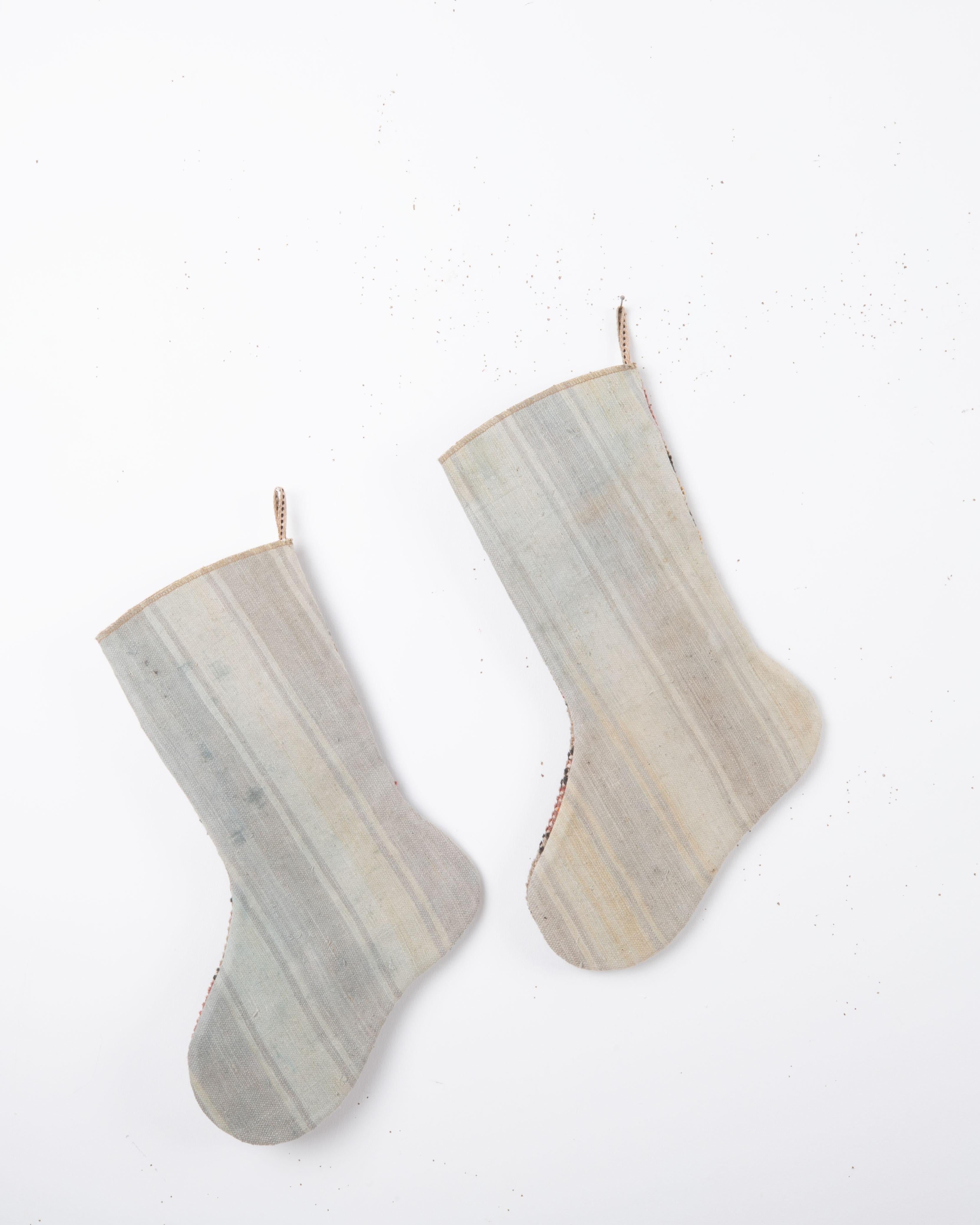 Folk Art A Set of 2 Vintage Anatolian Rug Christmas stockings For Sale