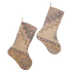 A Set of 2 Vintage Anatolian Rug Christmas stockings