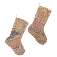 A Set of 2 Antique Anatolian Rug Christmas stockings