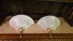 A Set of (2) Vintage, Art Deco Style, Alabaster Sconces