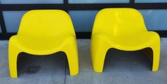 A Set Of 2 Yellow Fiberglass Toga Lounge Chairs Mid Century Modern Seating
