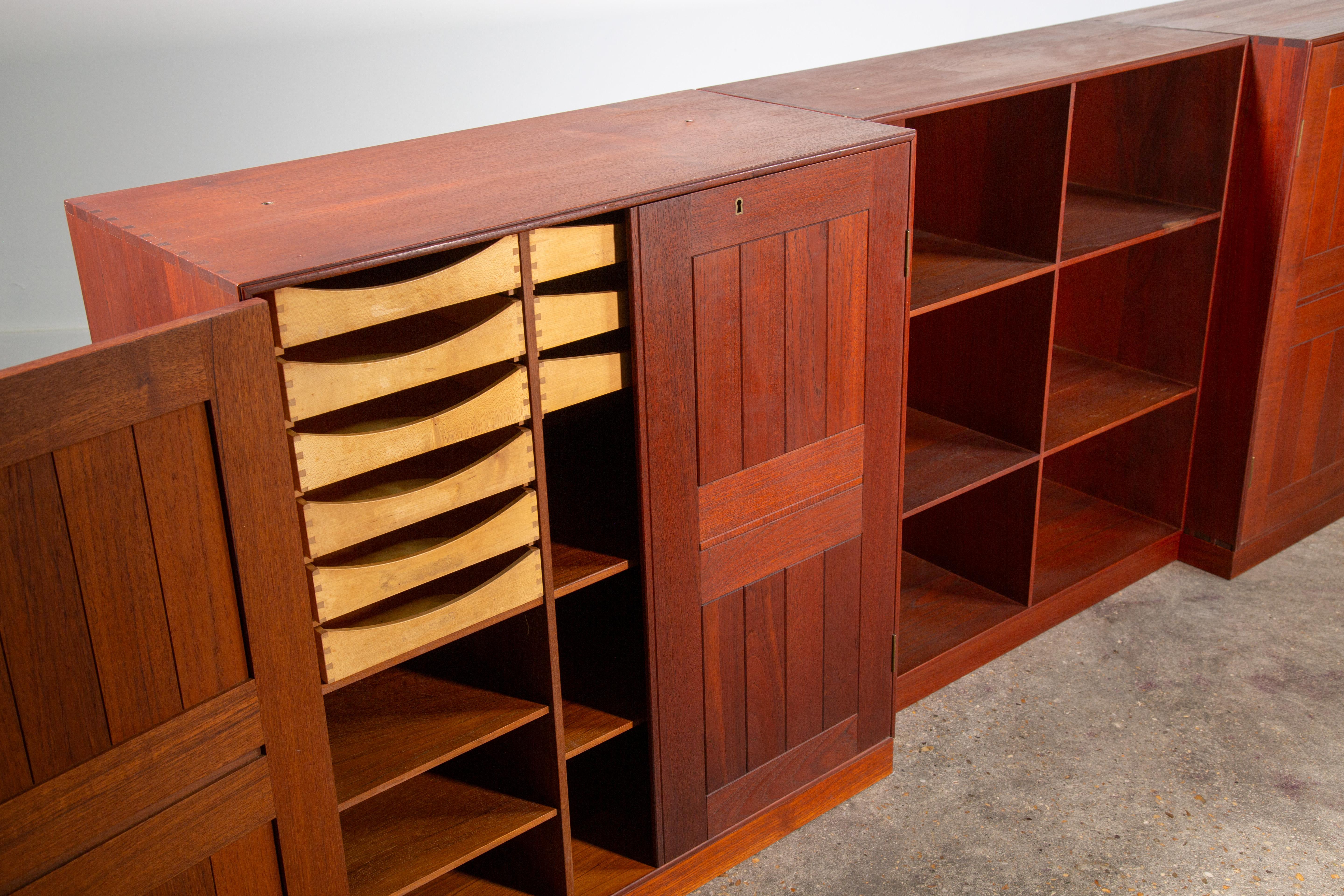 Mid-20th Century A set of 3 Cabinets by Mogens Koch for Rud Rasmussen in Teak Danish mid century  For Sale