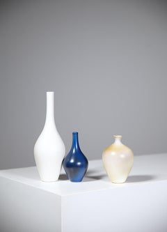 A Set of 3 Delicate Ceramic Bottles by René Maurel France 1970's