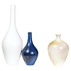 A Set of 3 Delicate Ceramic Bottles by René Maurel France 1970's