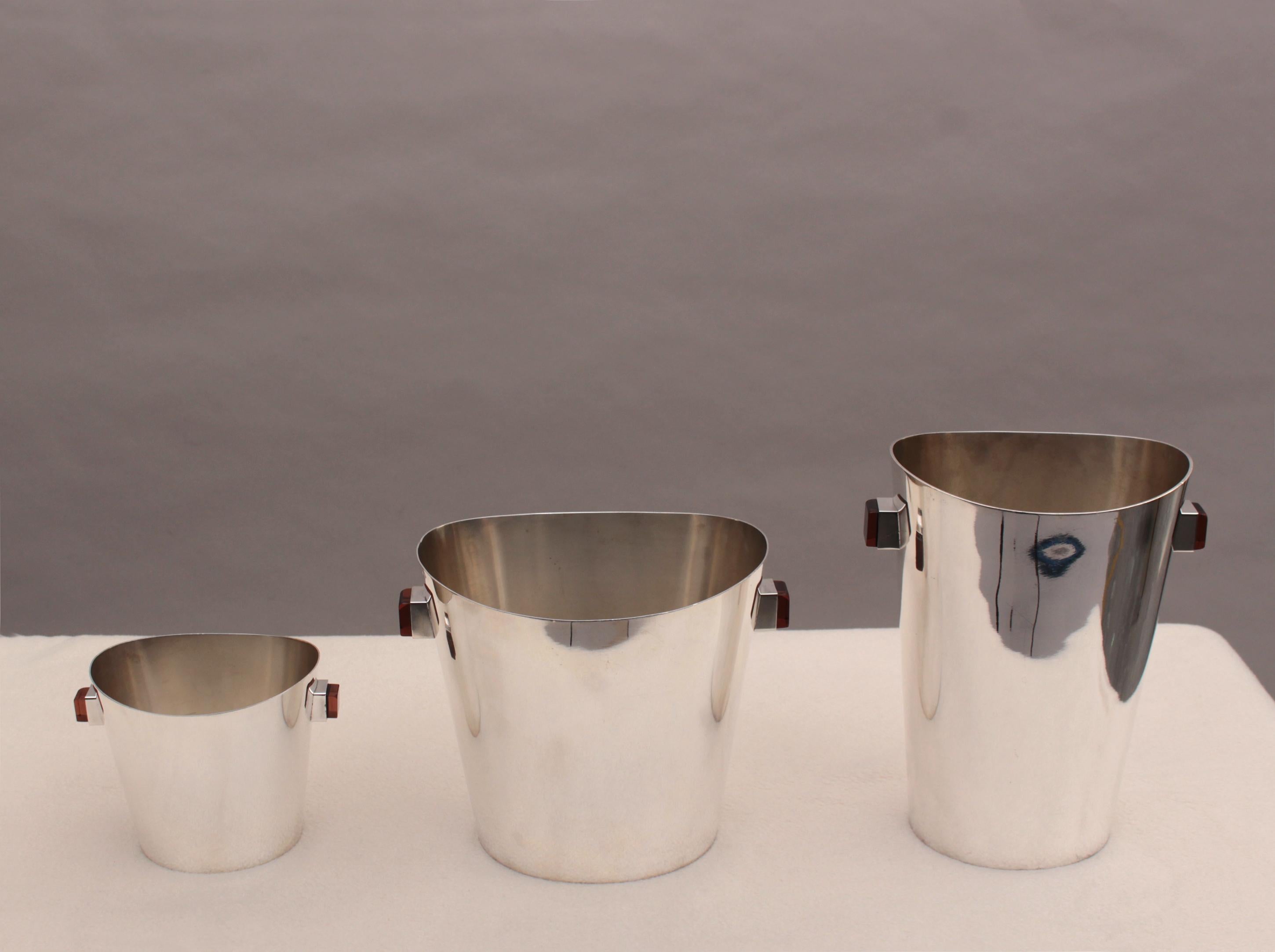 A set of 3 Fine 1970s Silver Plated Buckets For Sale 4