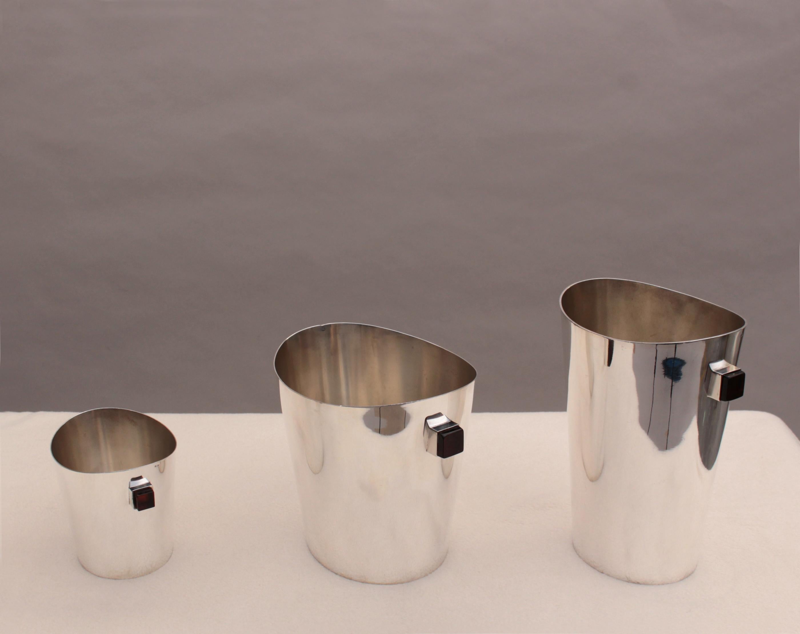 A set of 3 Fine 1970s Silver Plated Buckets For Sale 5