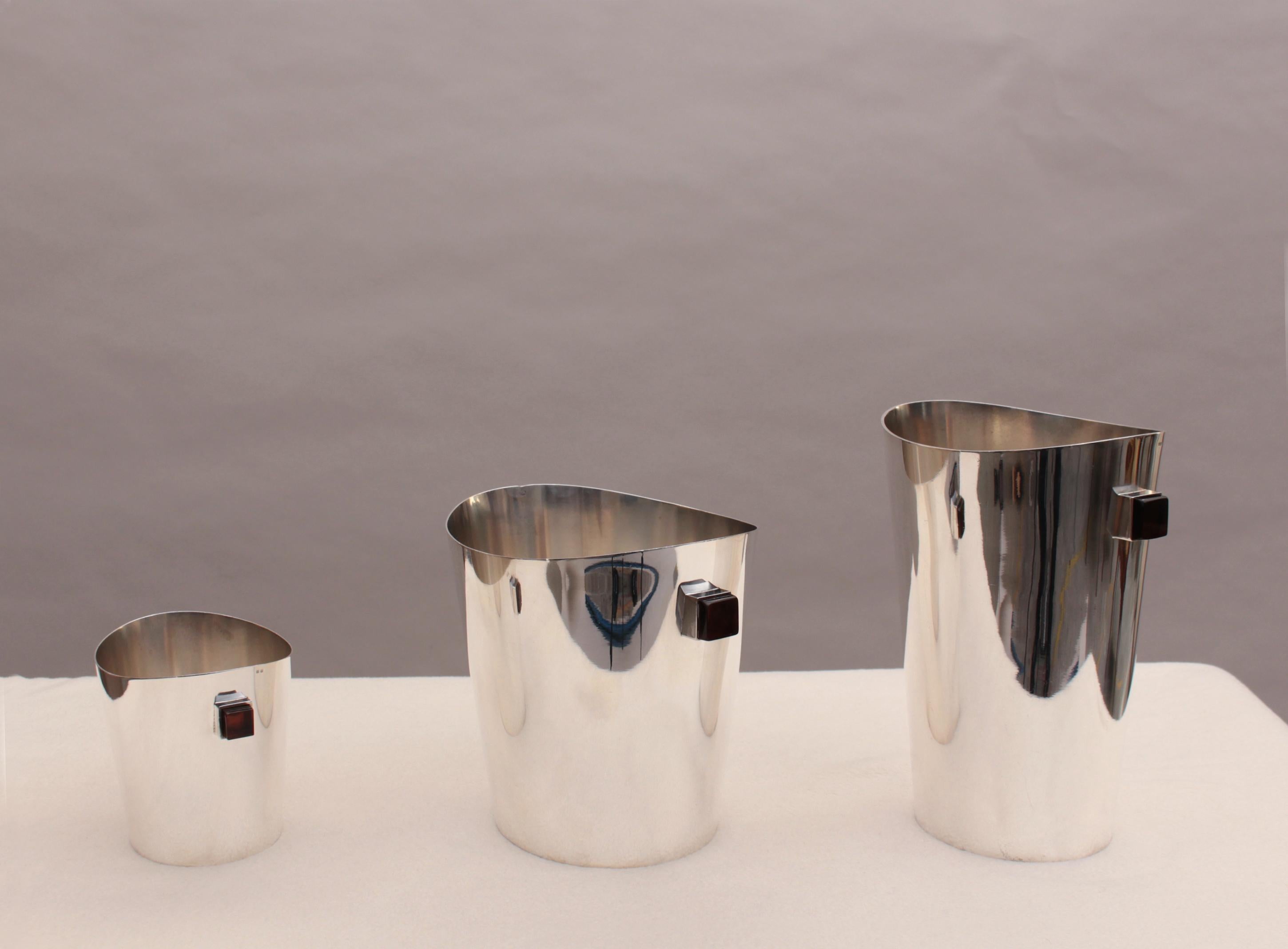 A set of 3 Fine 1970s Silver Plated Buckets For Sale 6