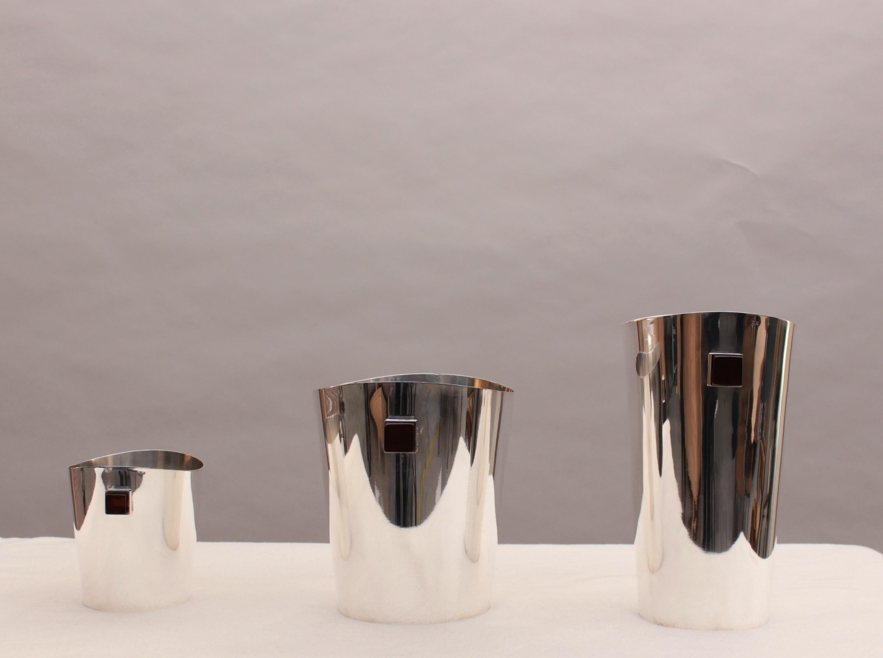A set of 3 Fine 1970s Silver Plated Buckets For Sale 8