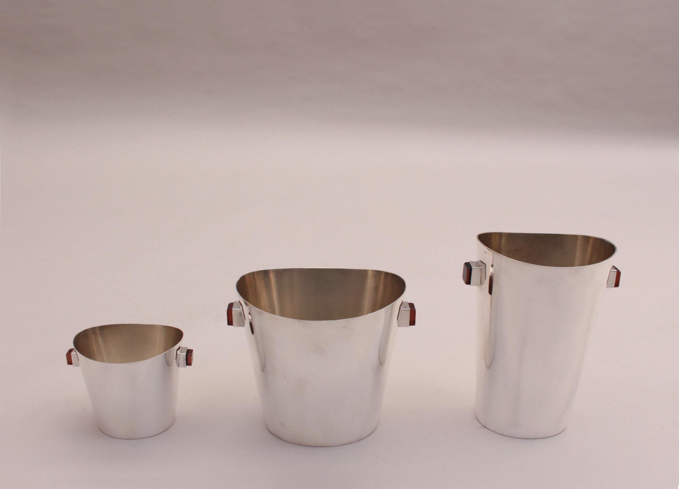 A set of 3 Fine 1970s Silver Plated Buckets For Sale 12