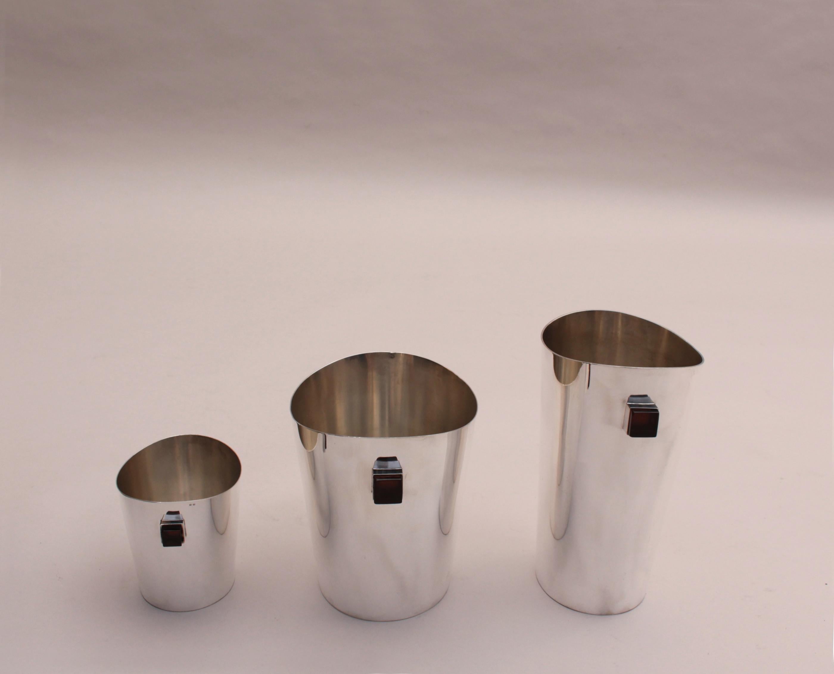 French A set of 3 Fine 1970s Silver Plated Buckets For Sale