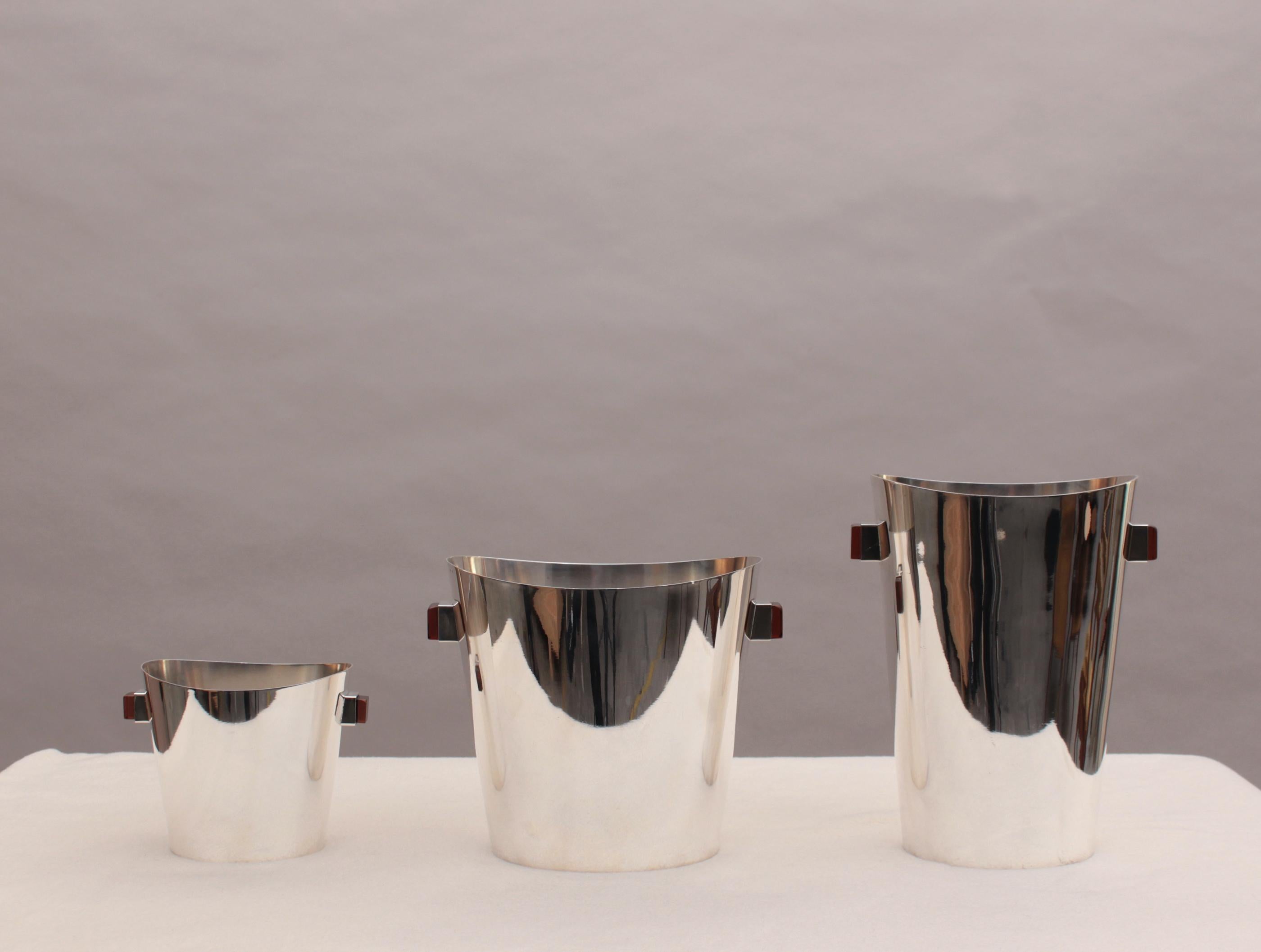 A set of 3 Fine 1970s Silver Plated Buckets For Sale 3