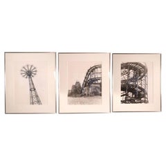 A Set of 3 Framed Black & White Coney Island Photographs, Leonard Lewis 1999