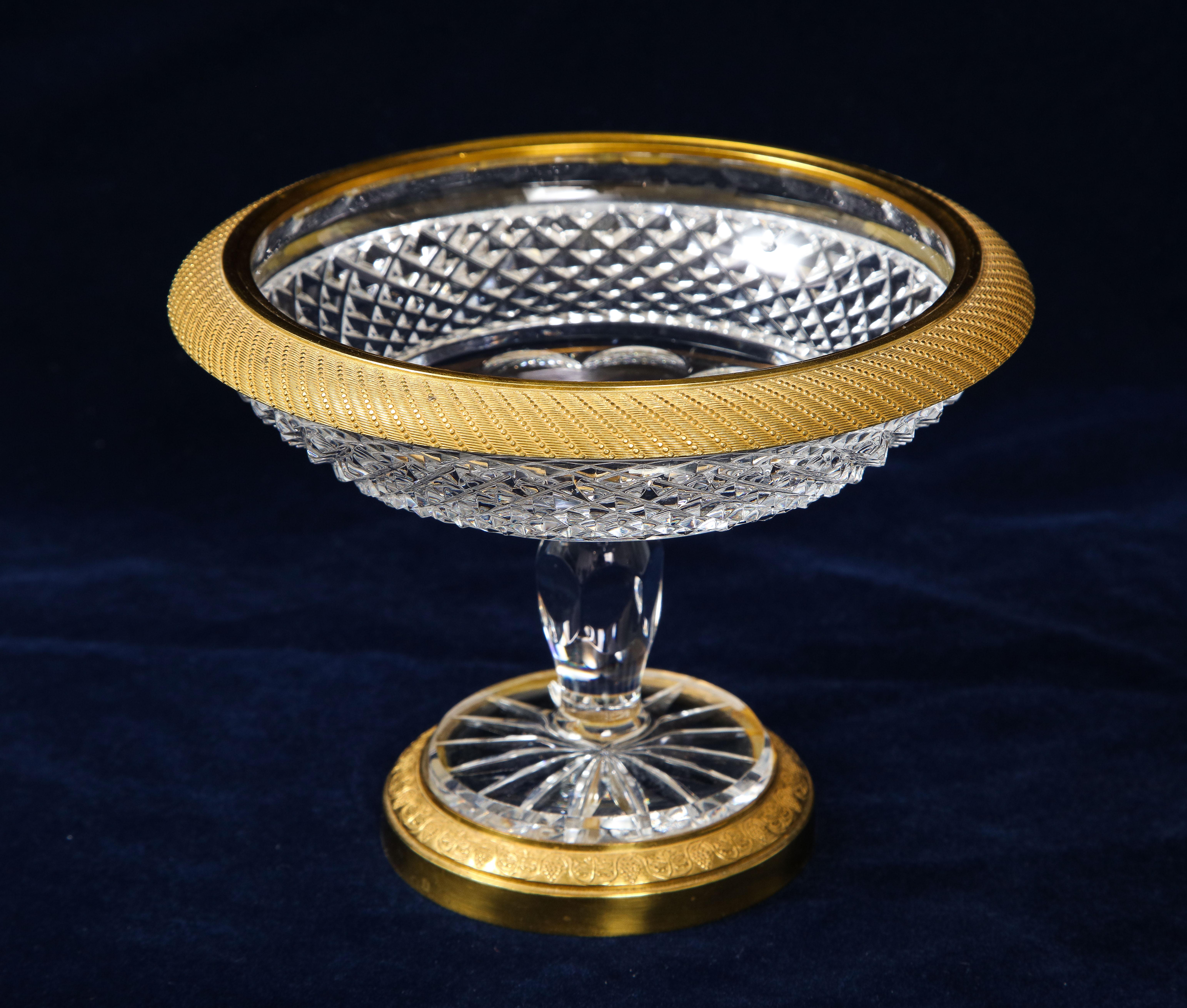 Ensemble de 3 bols à bonbons en cristal de Baccarat montés sur bronze doré français en vente 2