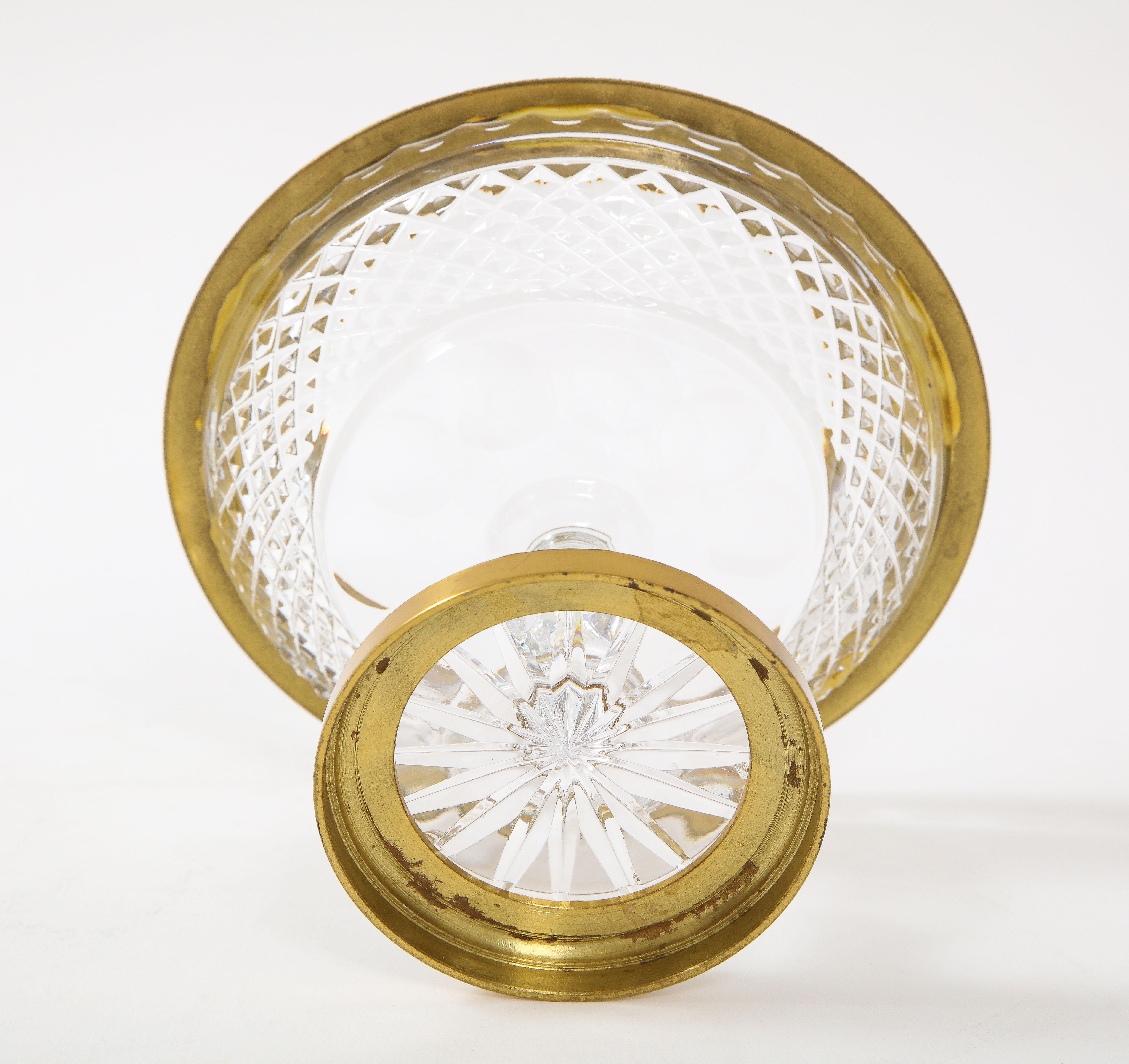 Set of 3 French Dore Bronze Mounted Baccarat Crystal Candy Bowls 6