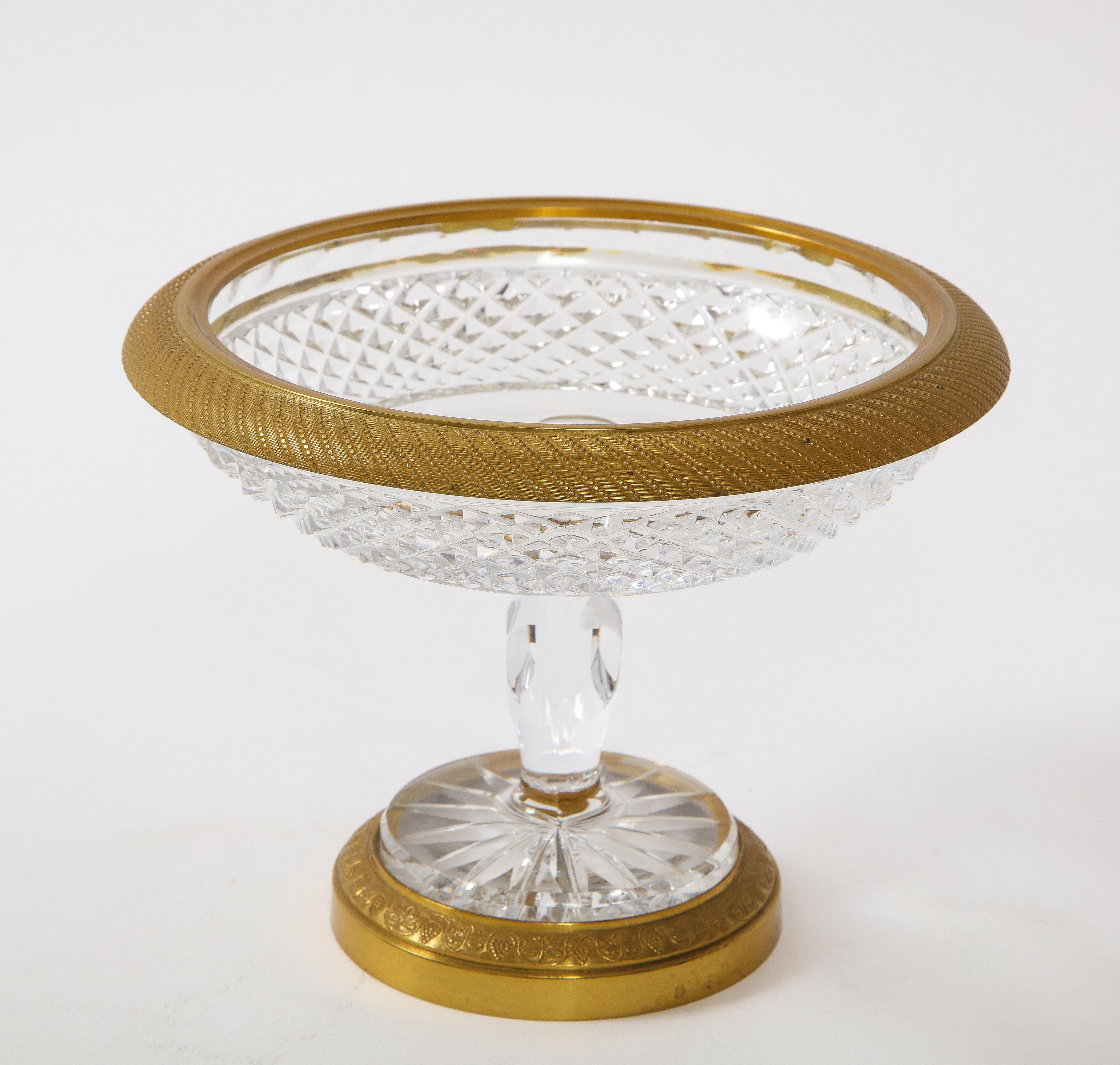 Ensemble de 3 bols à bonbons en cristal de Baccarat montés sur bronze doré français en vente 8