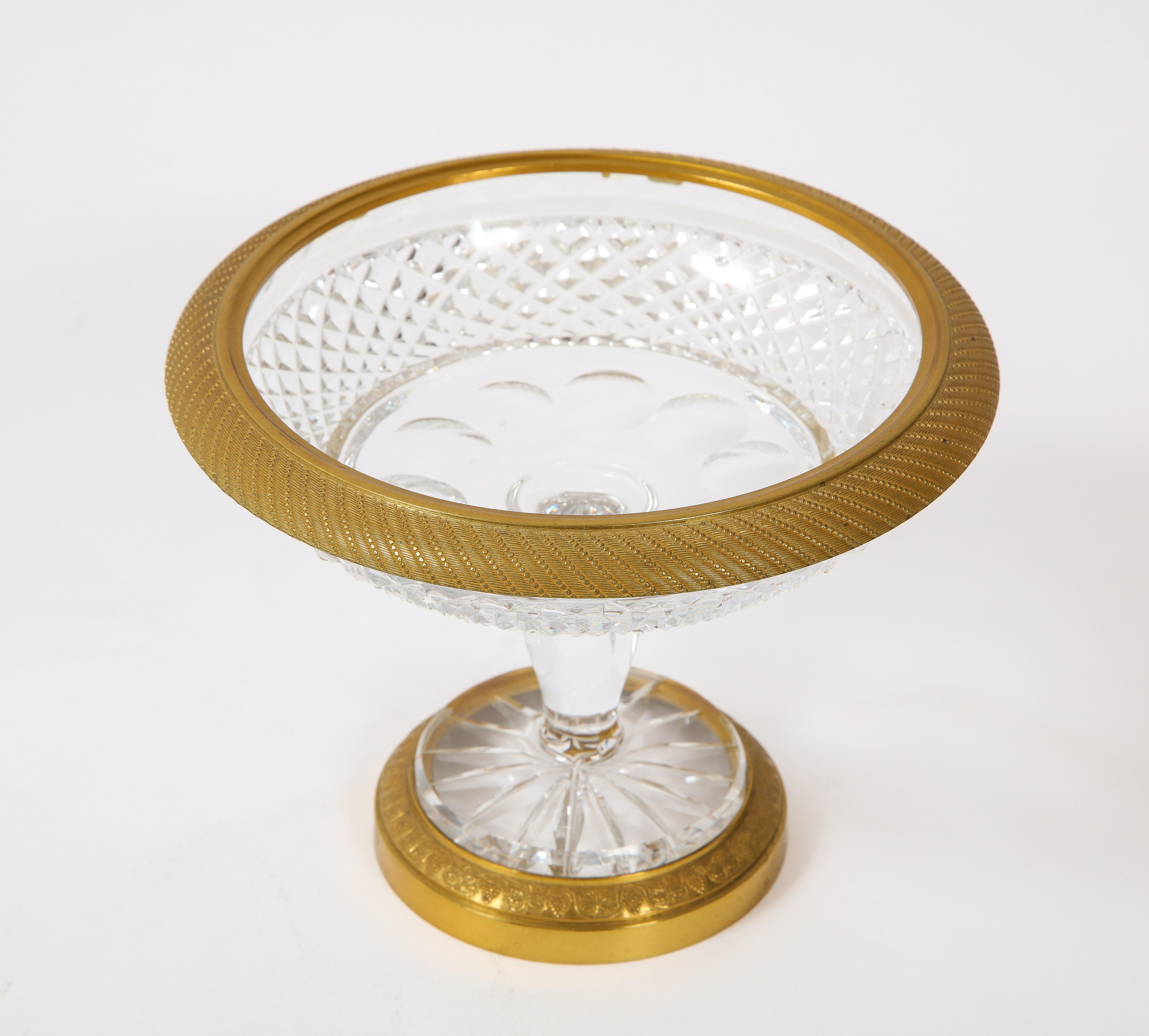 Set of 3 French Dore Bronze Mounted Baccarat Crystal Candy Bowls 10