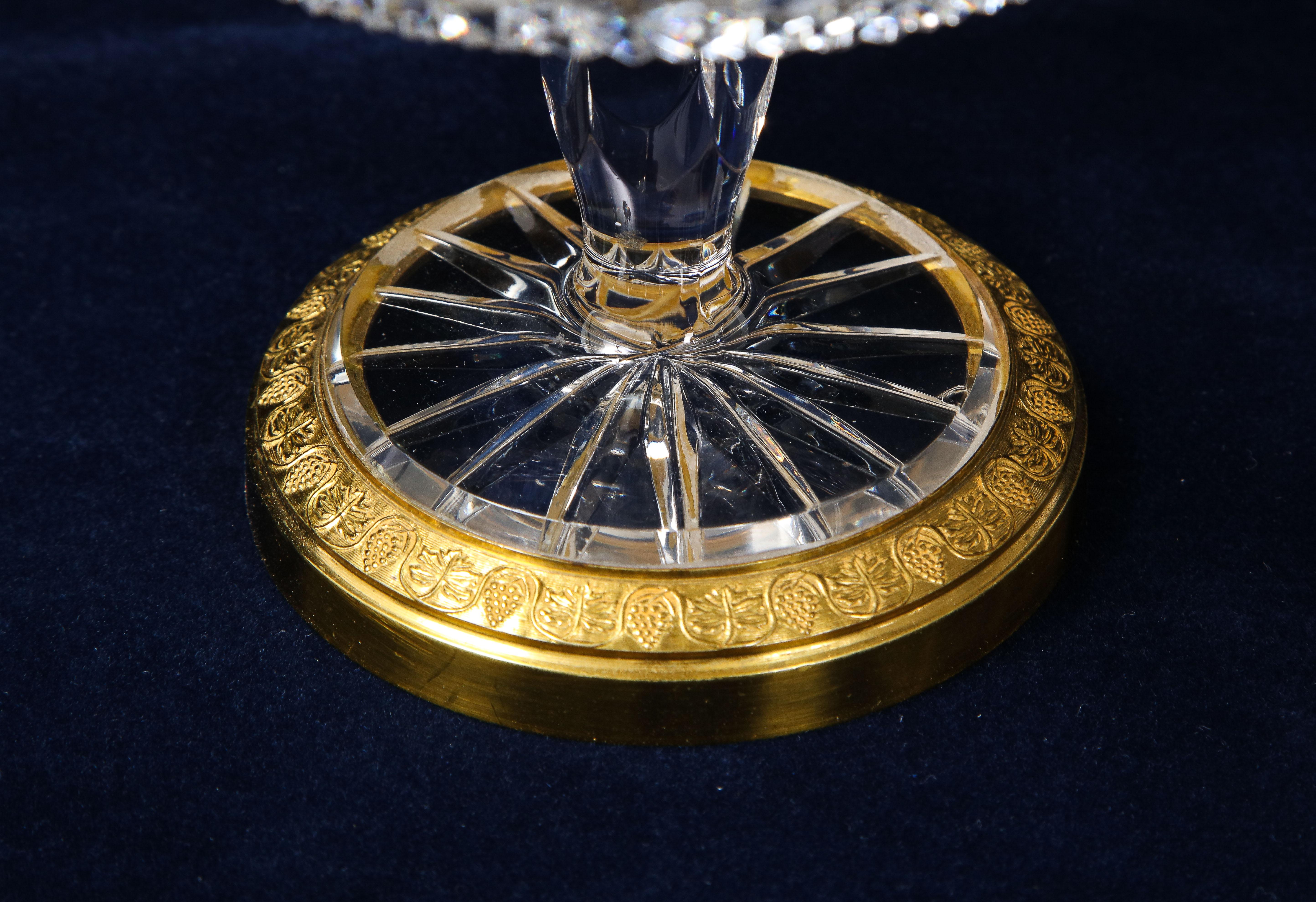 Ensemble de 3 bols à bonbons en cristal de Baccarat montés sur bronze doré français en vente 11