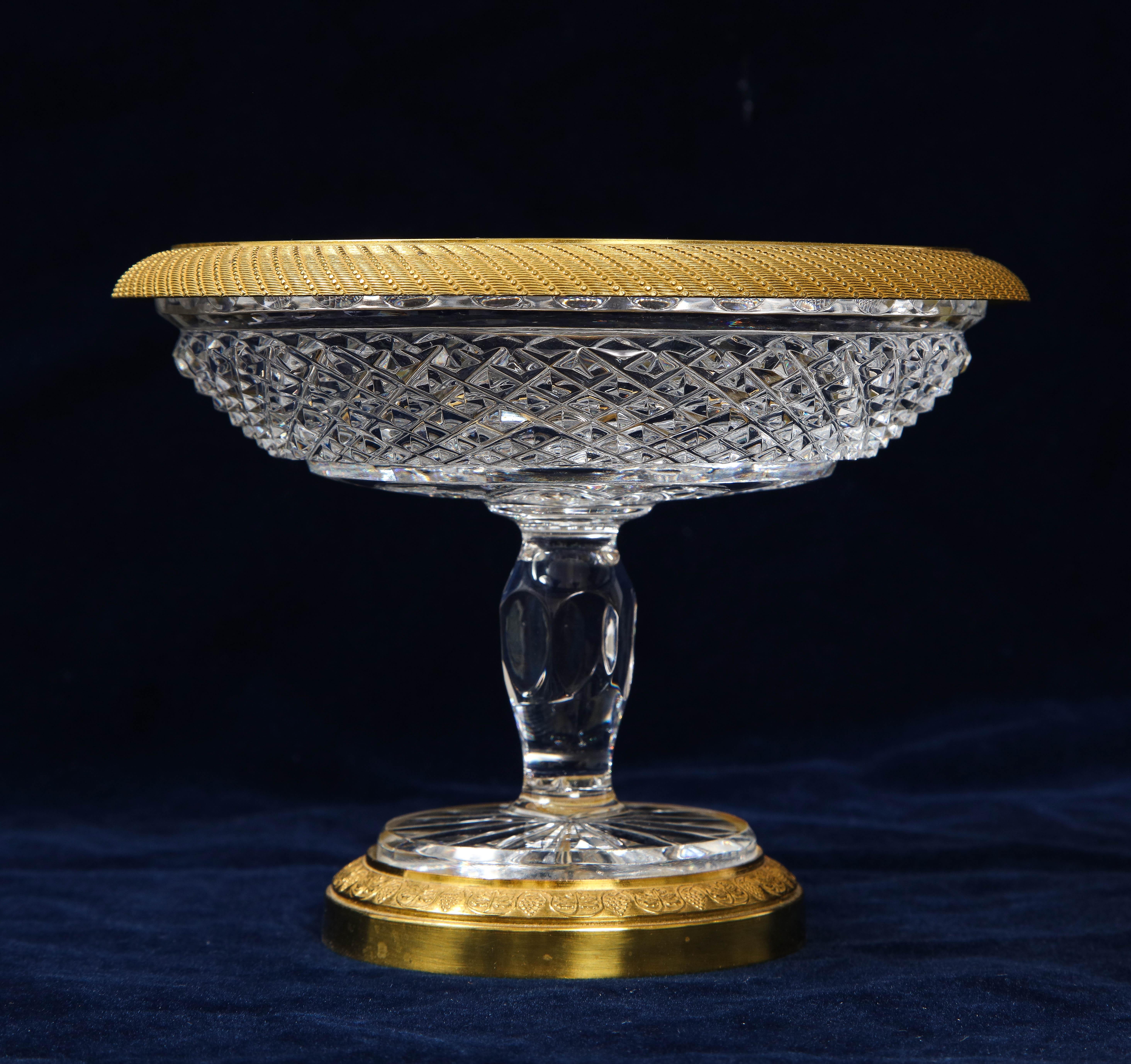 Ensemble de 3 bols à bonbons en cristal de Baccarat montés sur bronze doré français en vente 12