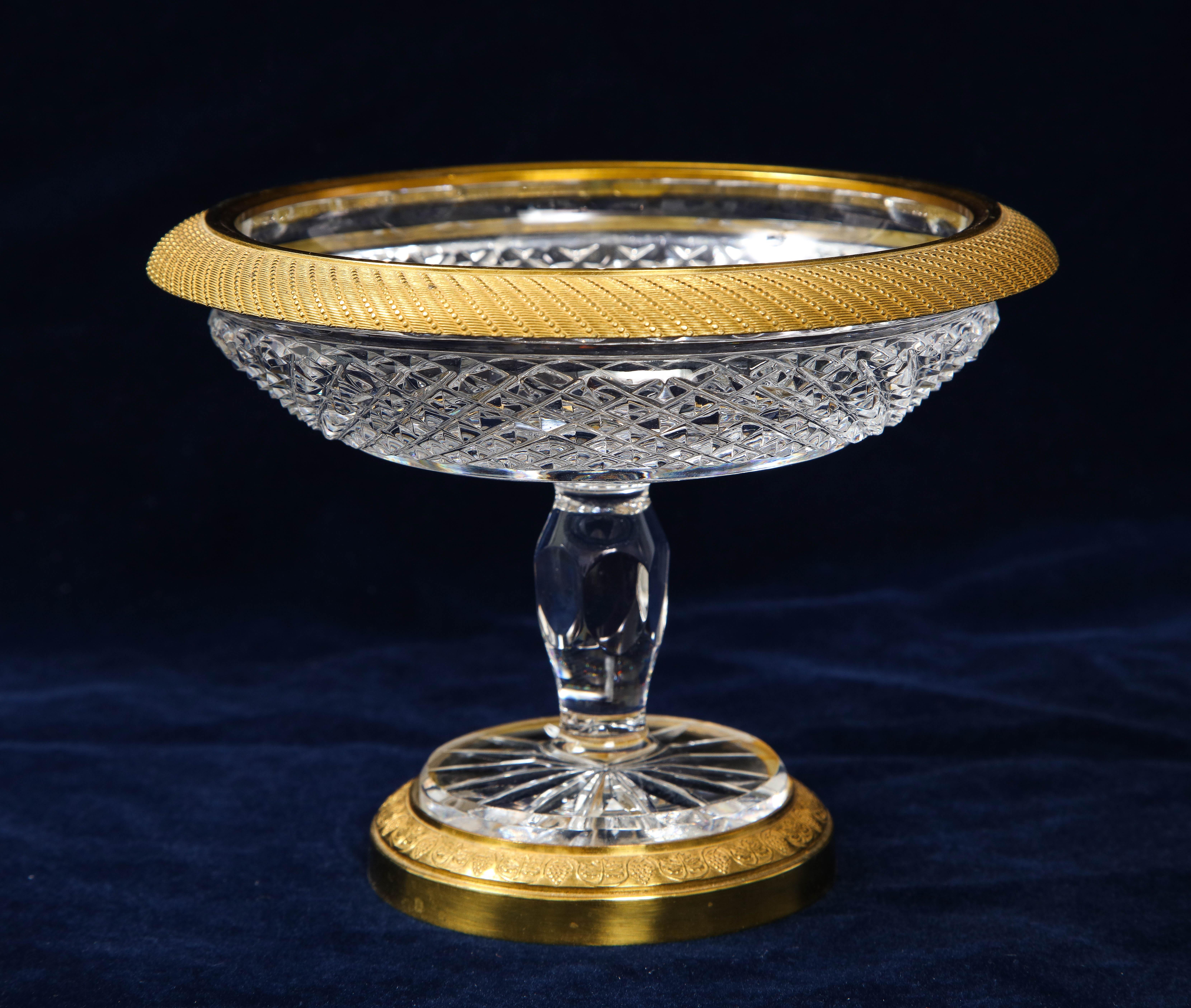 Set of 3 French Dore Bronze Mounted Baccarat Crystal Candy Bowls 2