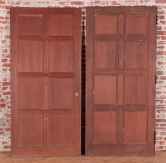 A set of 3 French solid oak paneled doors along with 6 matching panels, C. 1900