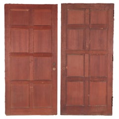 A set of 3 French solid oak paneled doors along with 6 matching panels, C. 1900 Used A set of 3 French solid oak paneled doors along with 6 matching panels, C. 1900