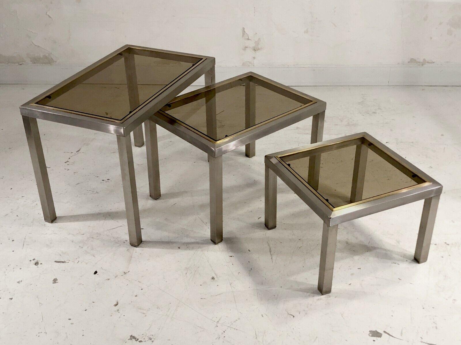 Post-Modern A Set of 3 GIGOGNE SIDE TABLES by GUY LEFEVRE for MAISON JANSEN, France 1970 For Sale