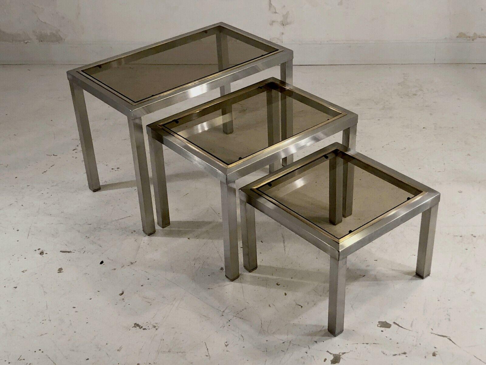Late 20th Century A Set of 3 GIGOGNE SIDE TABLES by GUY LEFEVRE for MAISON JANSEN, France 1970 For Sale