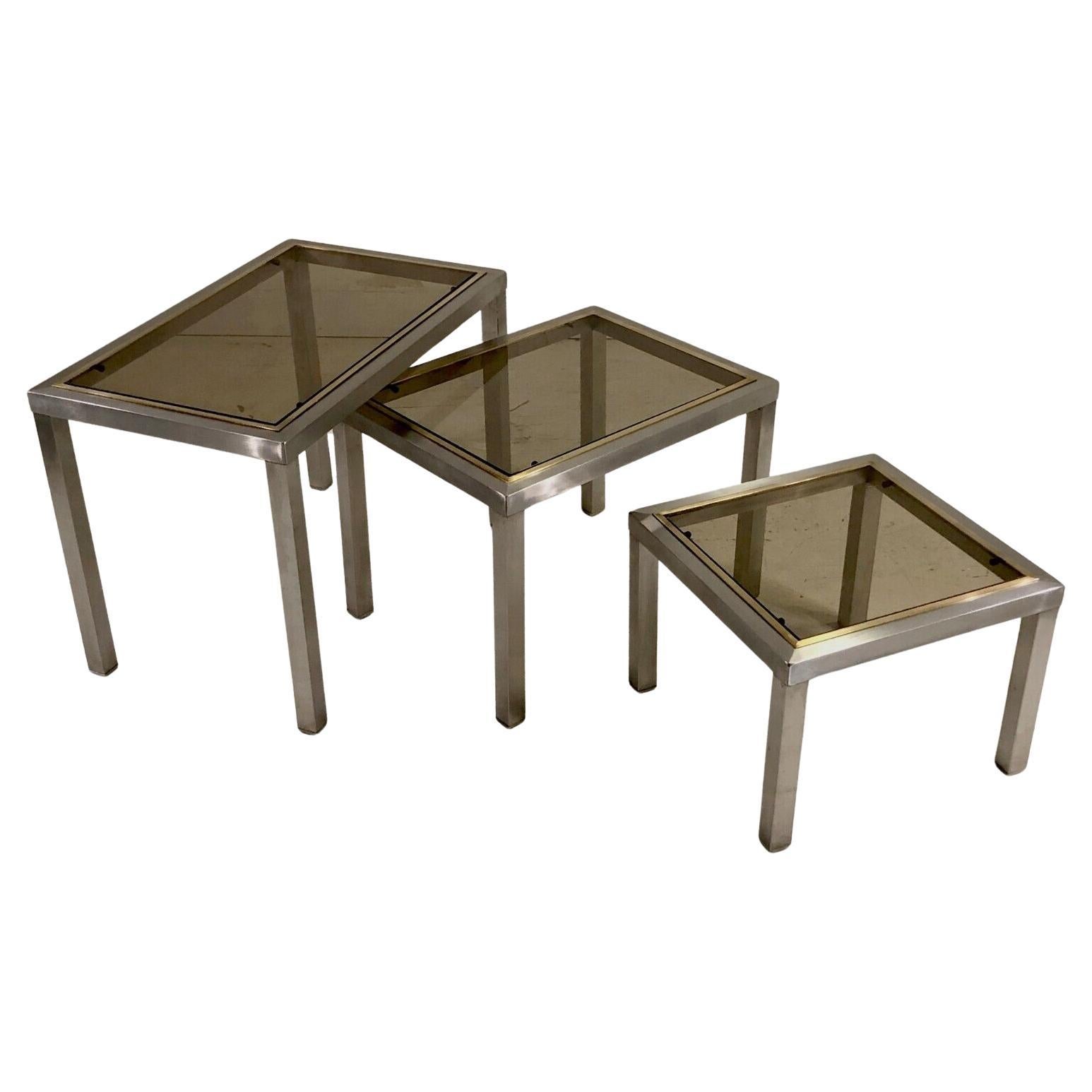 A Set of 3 GIGOGNE SIDE TABLES by GUY LEFEVRE for MAISON JANSEN, France 1970 For Sale