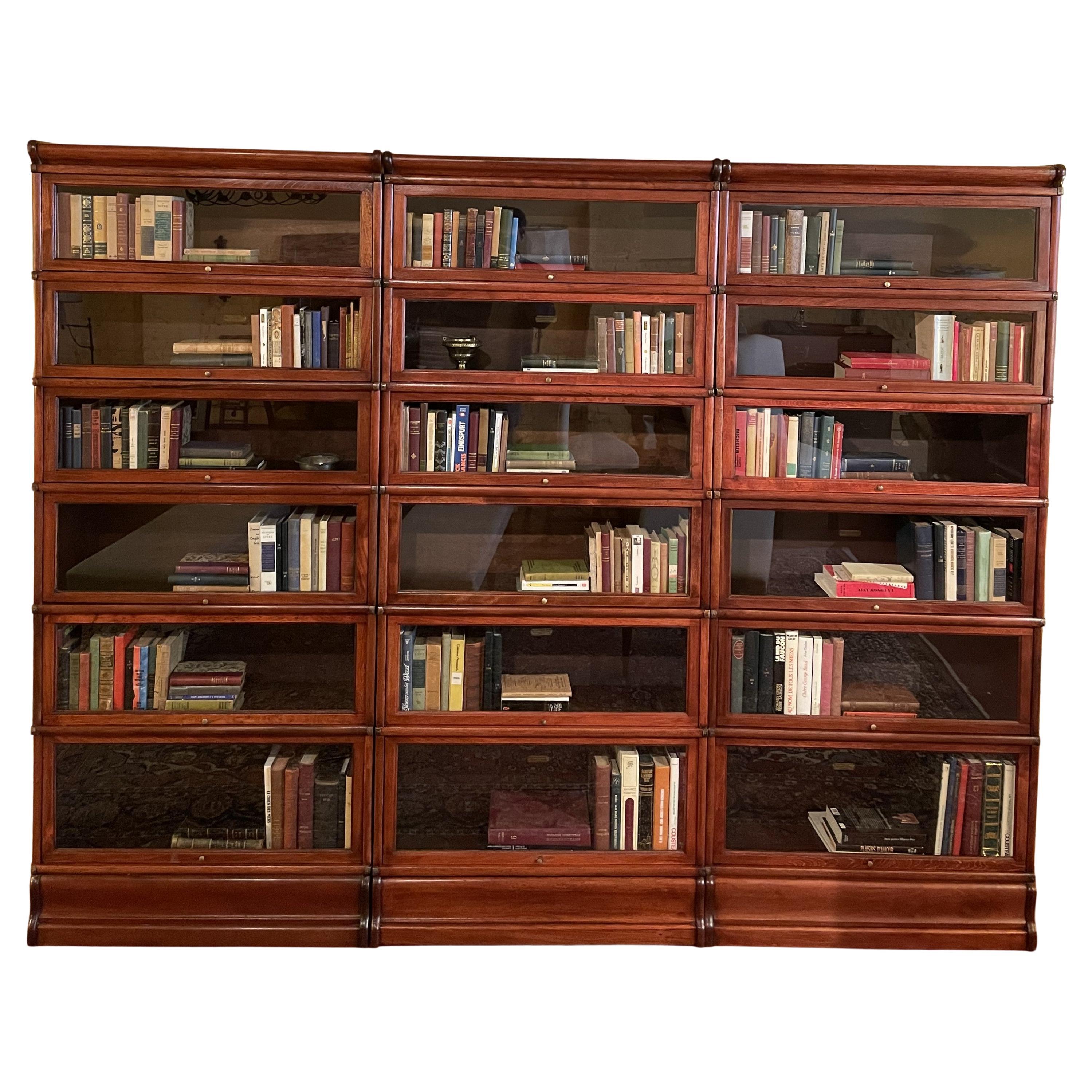 Set von 3 Globe Wernicke-Bücherregalen aus Mahagoni aus dem 19. Jahrhundert im Angebot