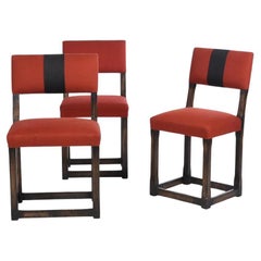 A Set Of 3 Hardwood And Red Baize Upholstered Side Chairs, By Anouska Hempel