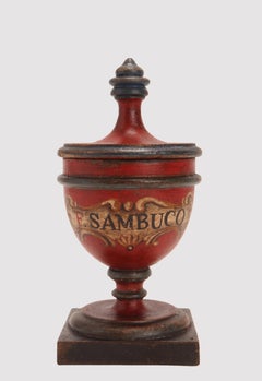 Set of 3 Herbalist Pharmacy Wooden Jars, Italy 1880