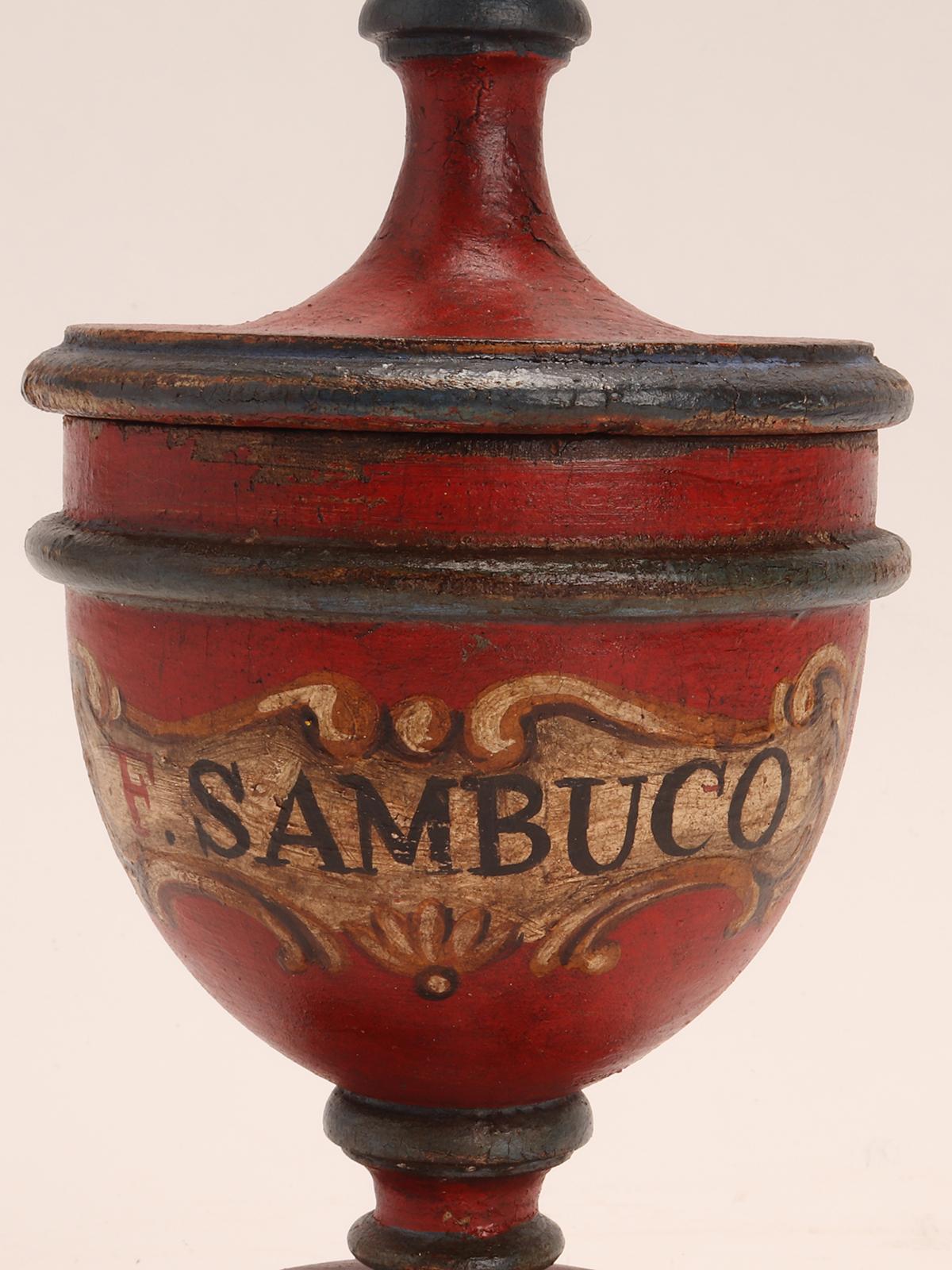 Late 19th Century Set of 3 Herbalist Pharmacy Wooden Jars, Italy 1880