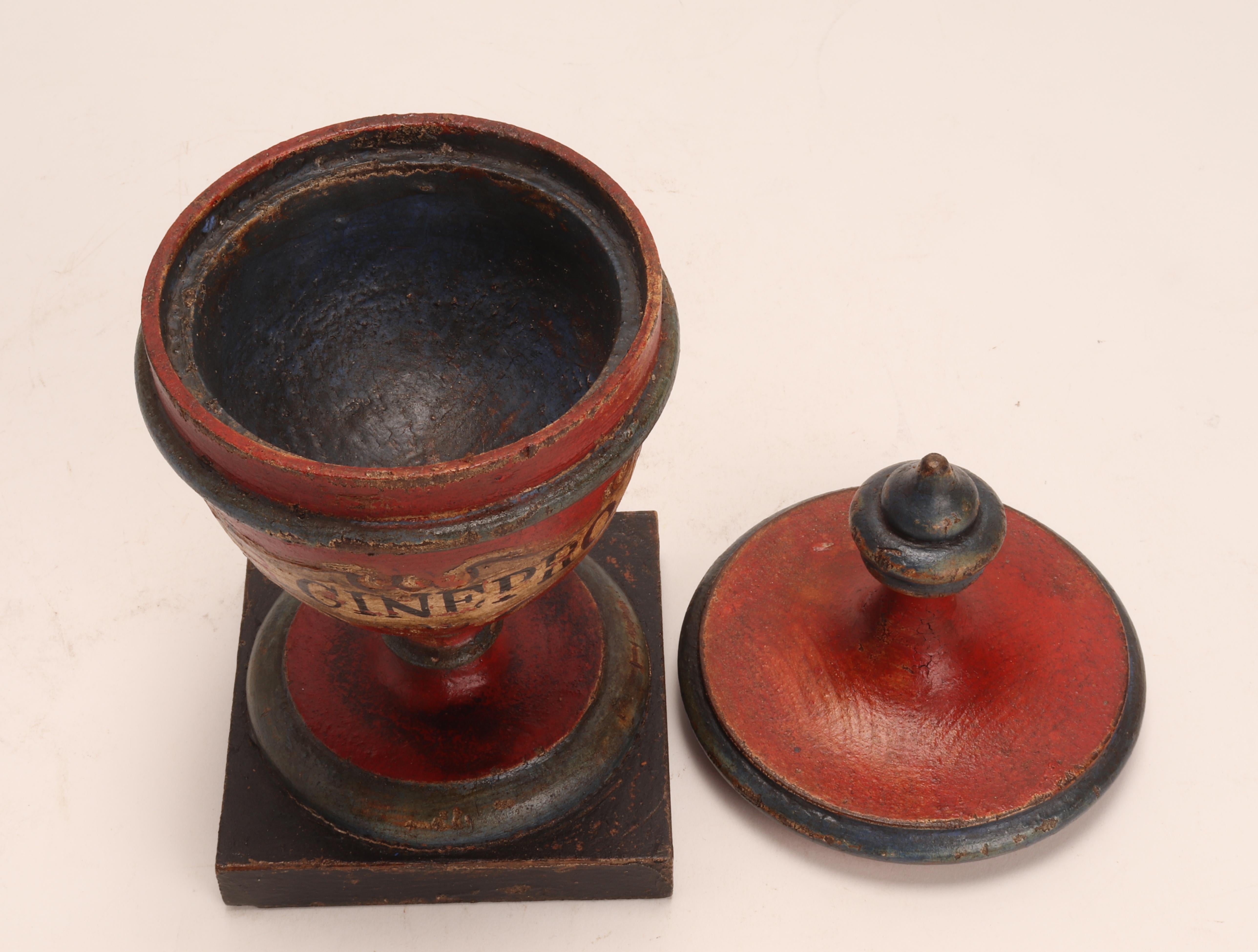 Set of 3 Herbalist Pharmacy Wooden Jars, Italy 1880 3