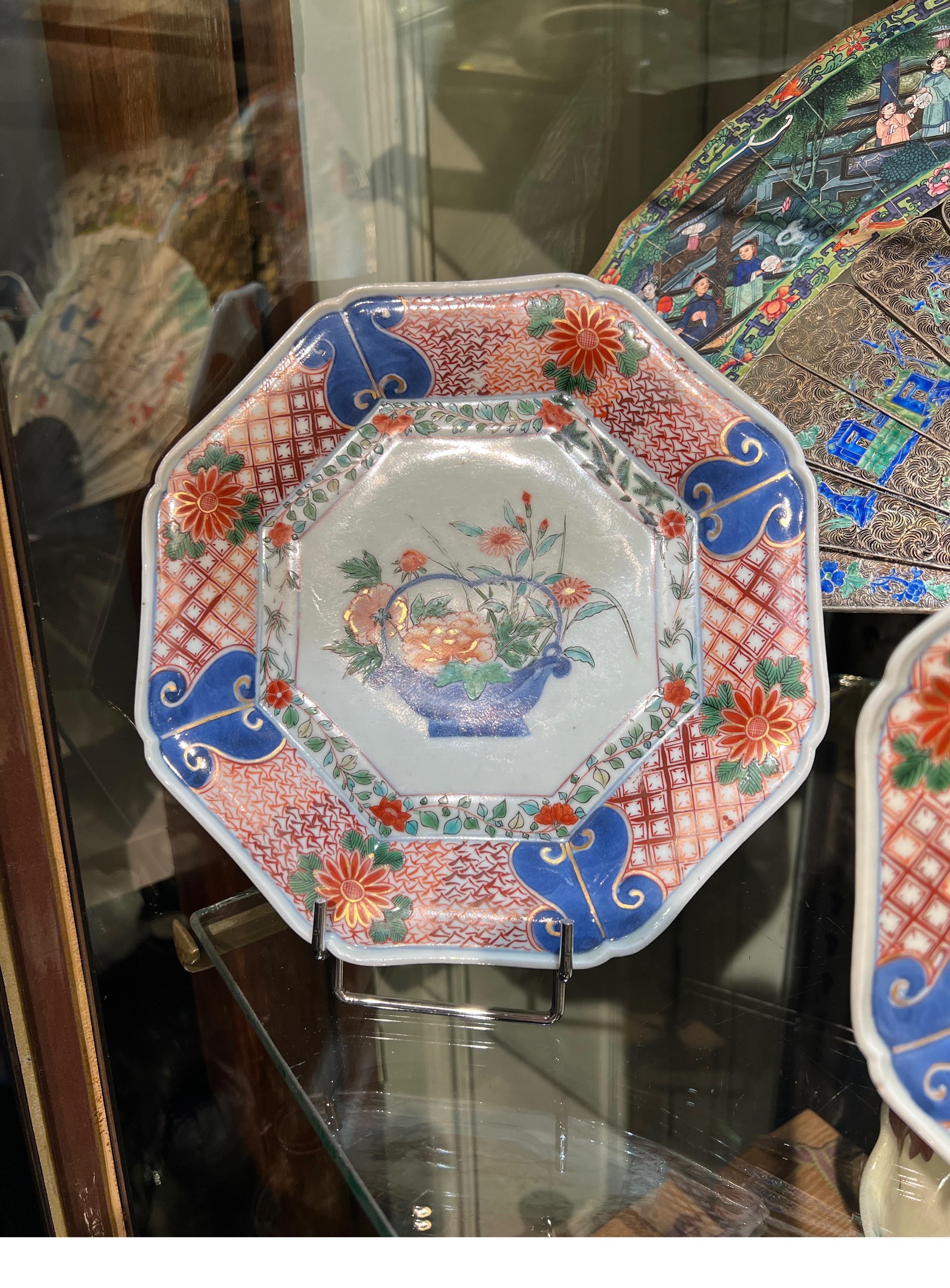 Porcelain A set of 3 Kenjo-Imari porcelain
 Dishes, Japan Edo Period, 18th century. For Sale