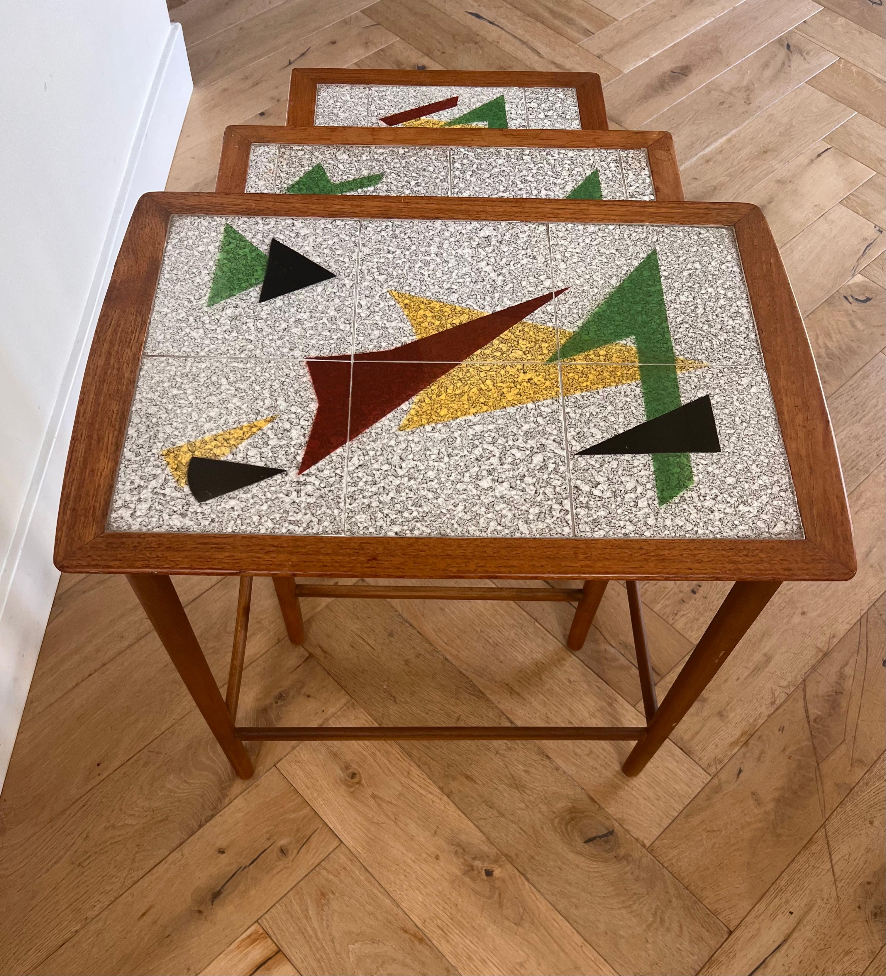 Set of 3 MCM Danish Teak and Tile Inlay Nesting Tables, 1960s 6