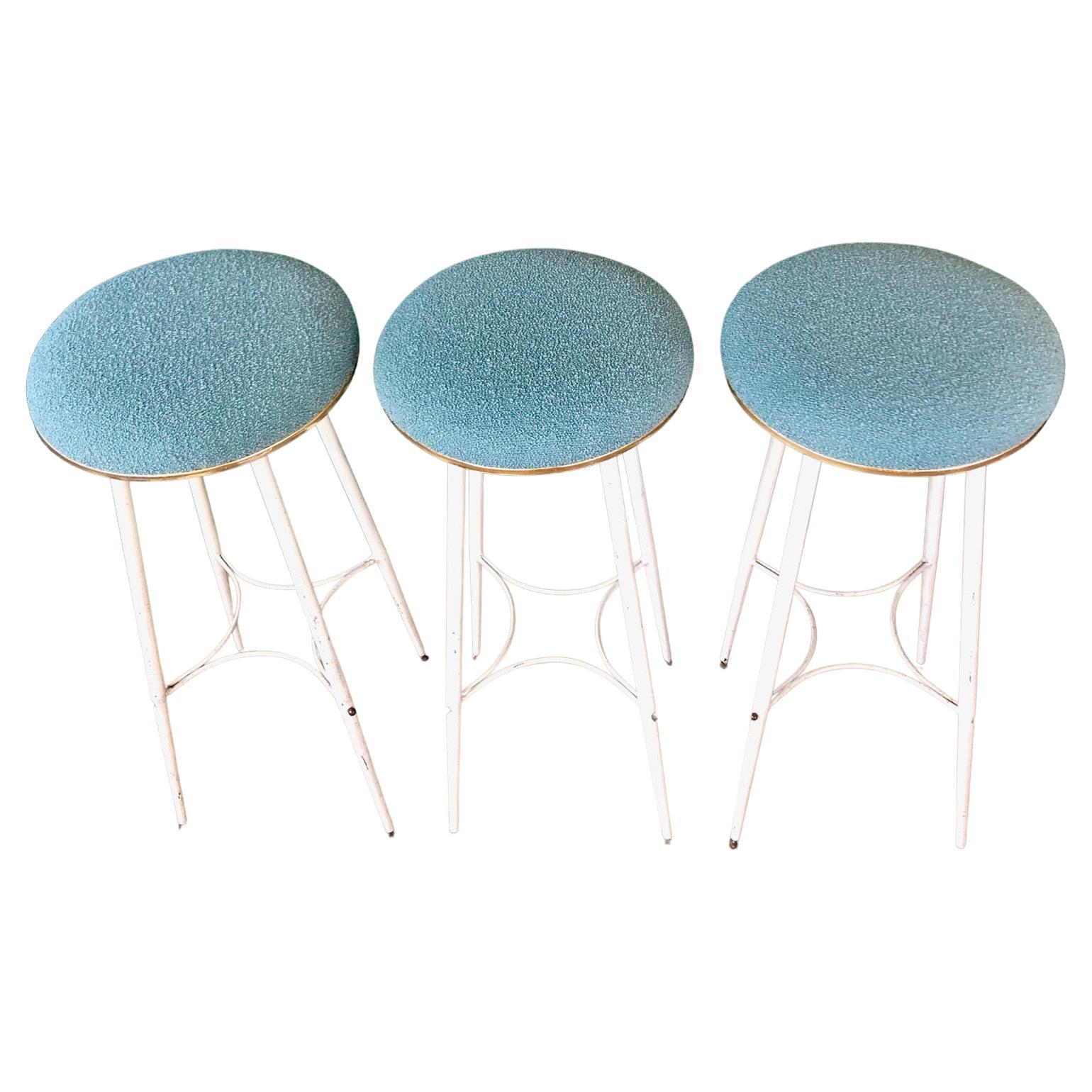 Set of Four Early 20th Century Copper Bar Stools from an Italian Ocean