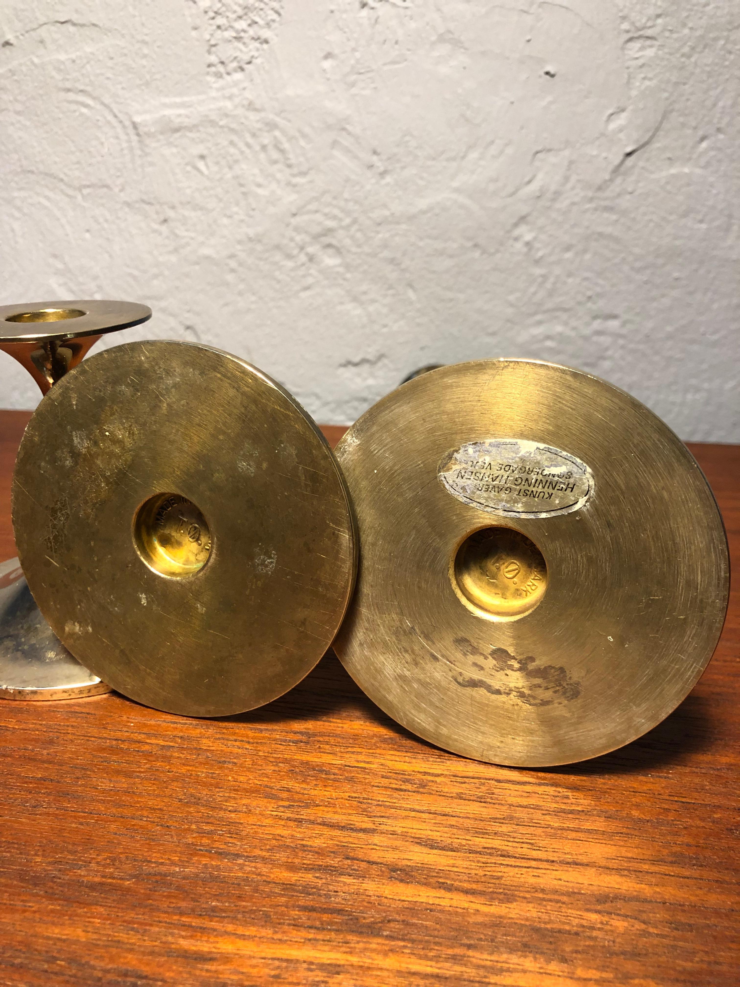Set of 3 Mid-Century Moder Brass Candle Holders by Torben Ørskov of Copenhagen 3