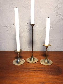 Set of 3 Mid-Century Moder Brass Candle Holders by Torben Ørskov of Copenhagen
