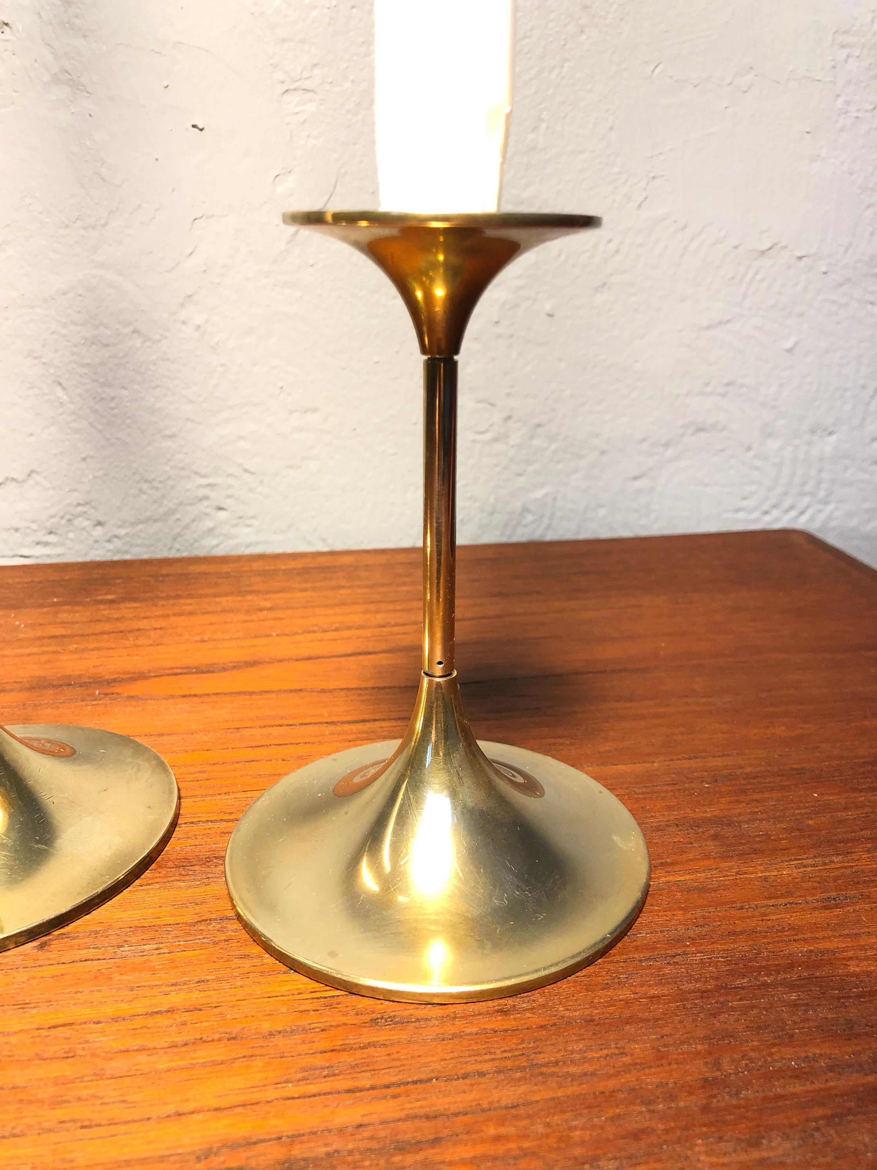 Mid-Century Modern Set of 3 Mid-Century Moder Brass Candle Holders by Torben Ørskov of Copenhagen