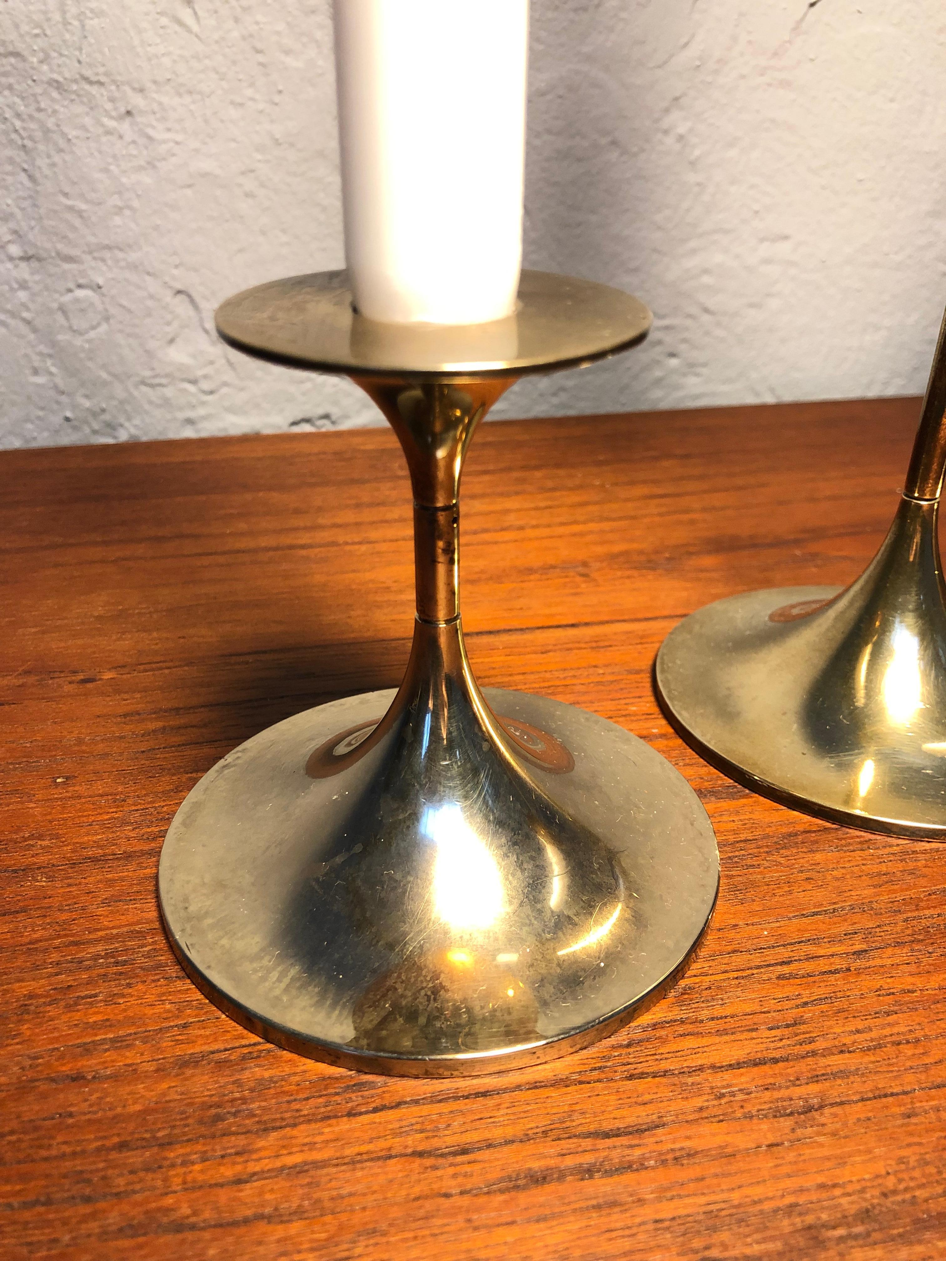Danish Set of 3 Mid-Century Moder Brass Candle Holders by Torben Ørskov of Copenhagen