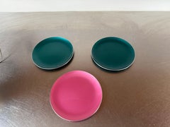 A set of 3 Mid Century Modern Bjorn Engo Turquoise and Pink Plates