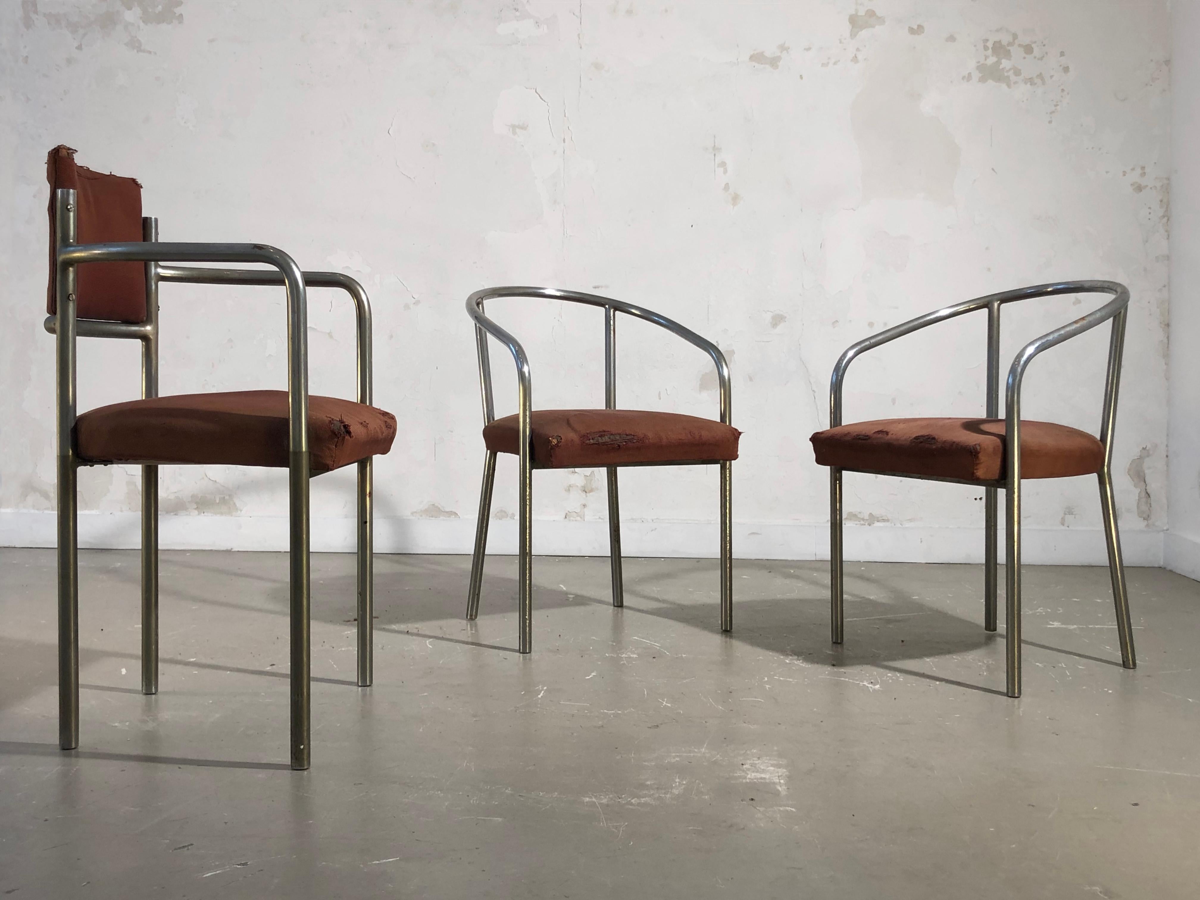 Set von 3 MODERNIST BAUHAUS-Schreibtisch CHAIRS von RENE HERBST, Frankreich 1930 (Frühes 20. Jahrhundert) im Angebot