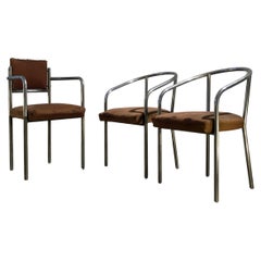 Set di 3 SEDIE DA SCRIVANIA MODERNISTE Bauhaus di RENE HERBST, Francia 1930