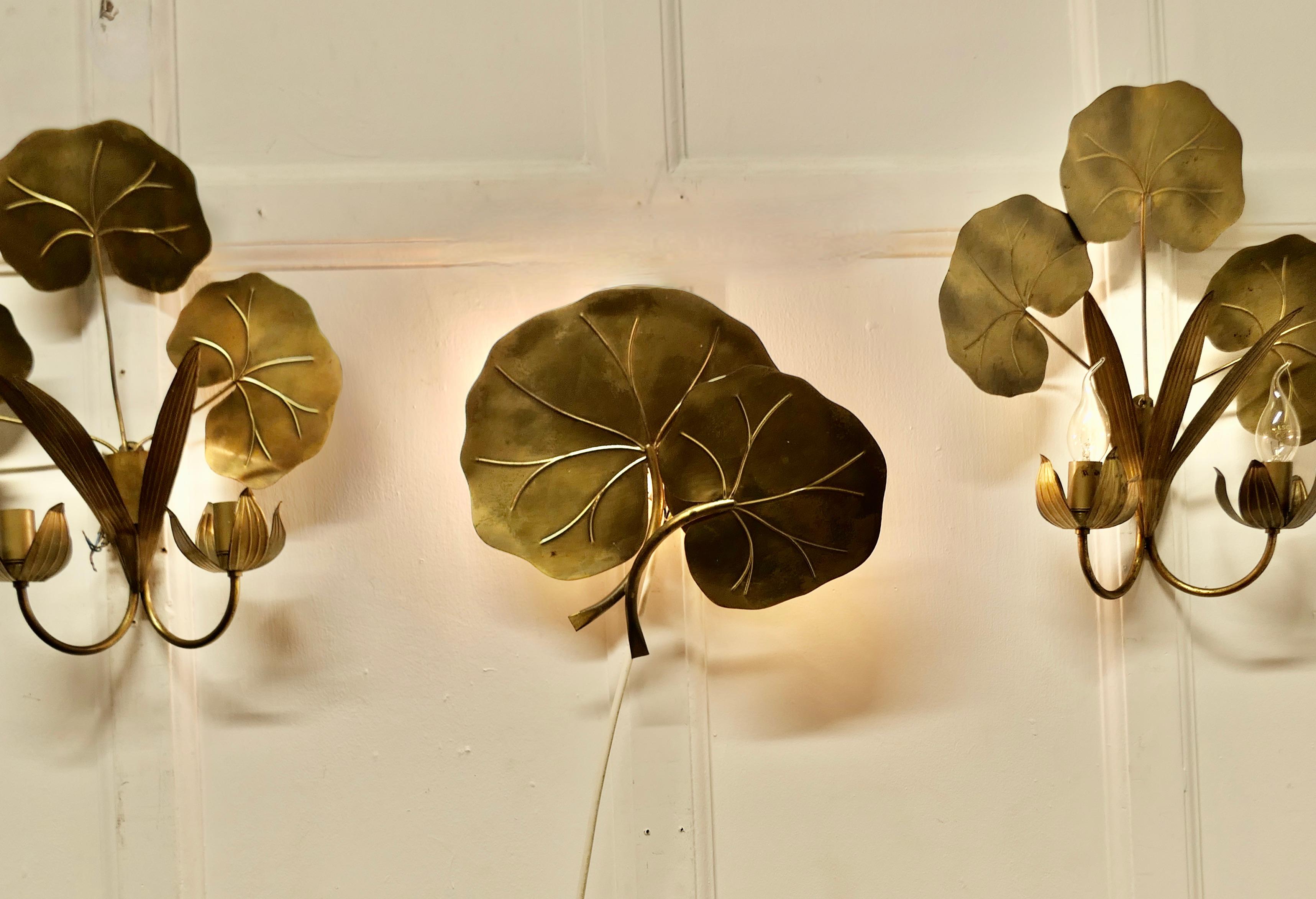 A Set of 3 of French Gilded Brass Wall Lights  These are very pretty set of wall 5