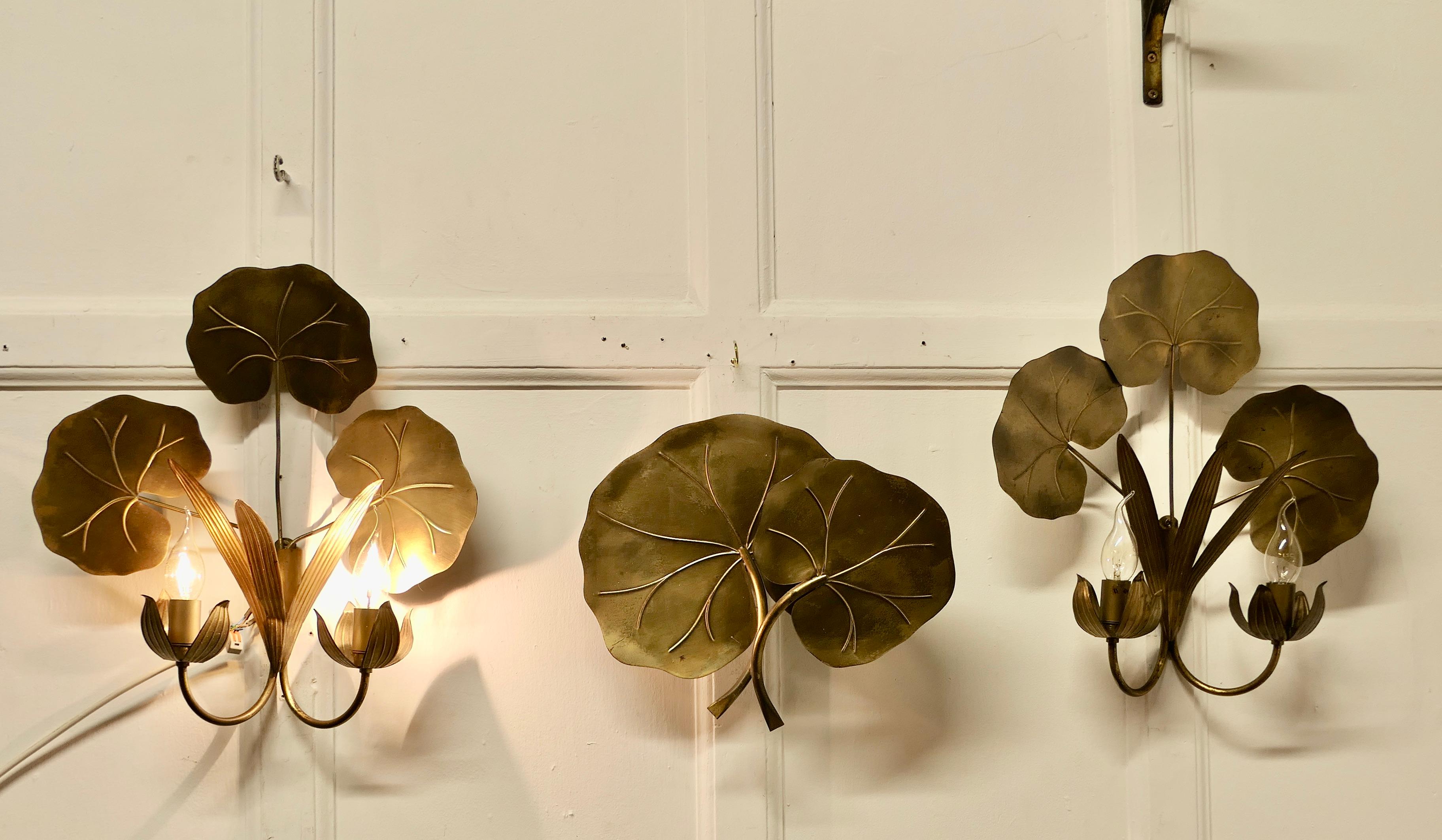 A Set of 3 of French Gilded Brass Wall Lights  These are very pretty set of wall 2