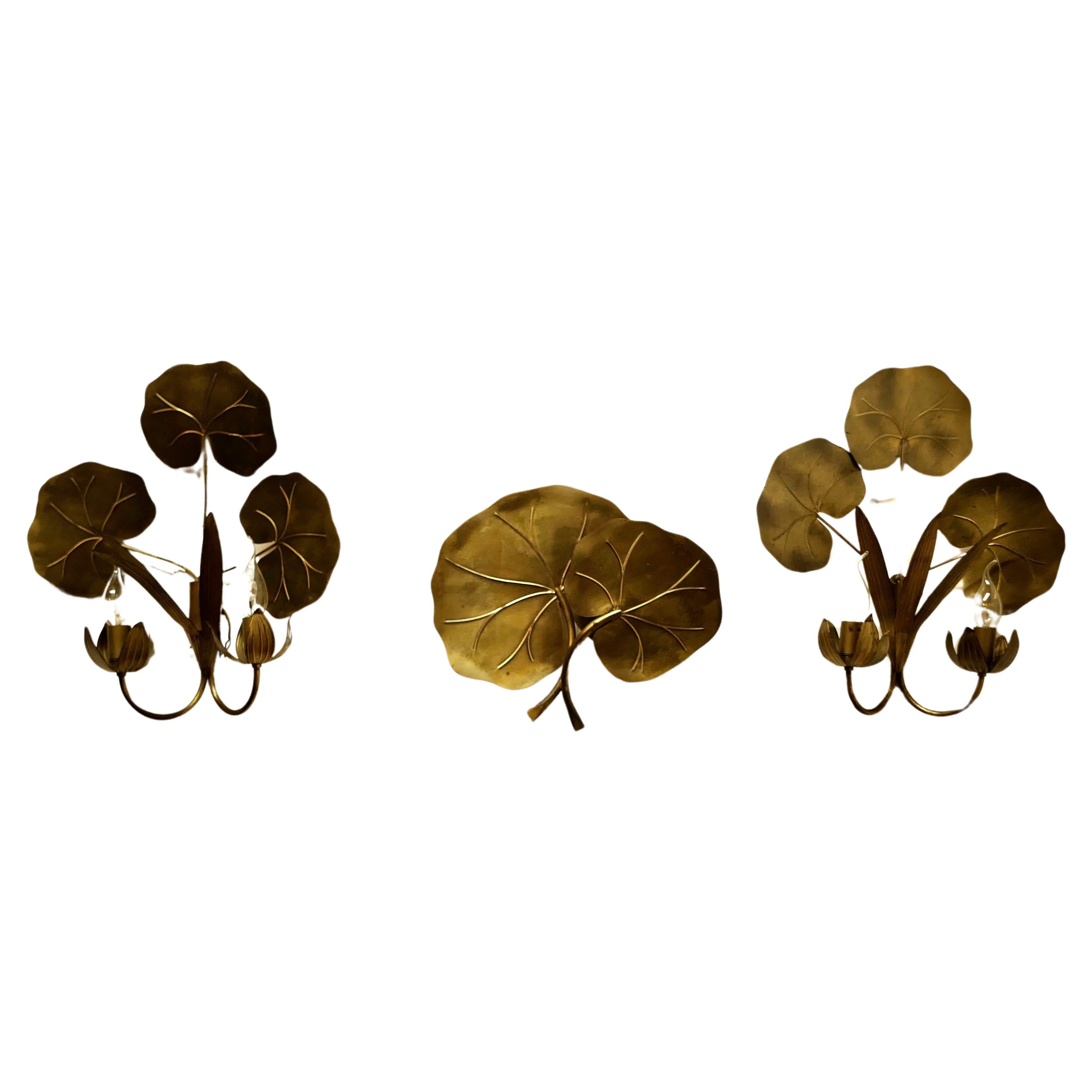A Set of 3 of French Gilded Brass Wall Lights  These are very pretty set of wall
