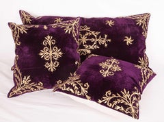 Set of 3 Ottoman / Turkish Silk Velvet Sarma Technique Pillow Cases