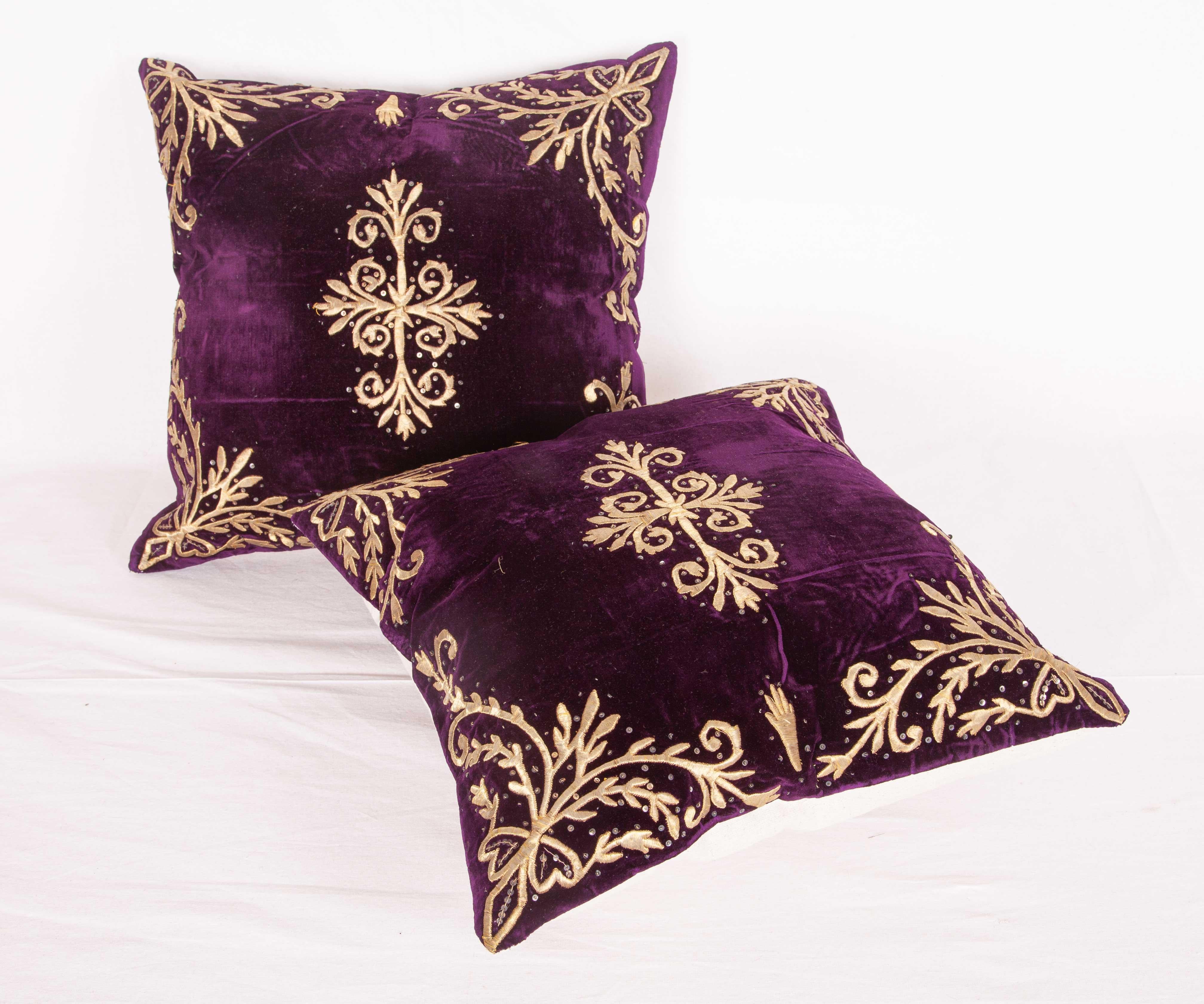 Set of 3 Ottoman / Turkish Silk Velvet Sarma Technique Pillow Cases 2