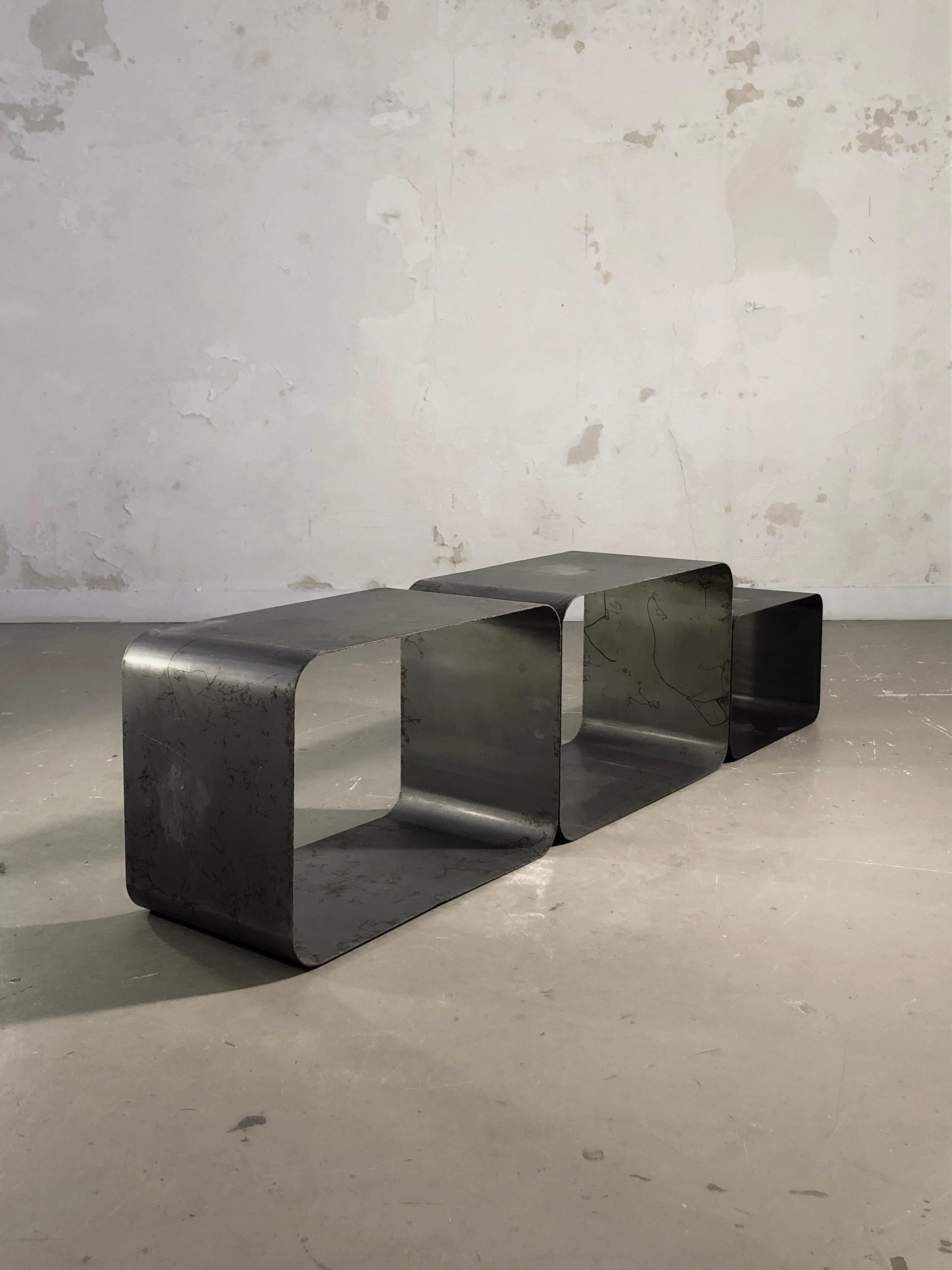 A Set of 3 RADICAL POSTMODERN Side or COFFEE TABLES, by KAPPA, France 1970 For Sale 4