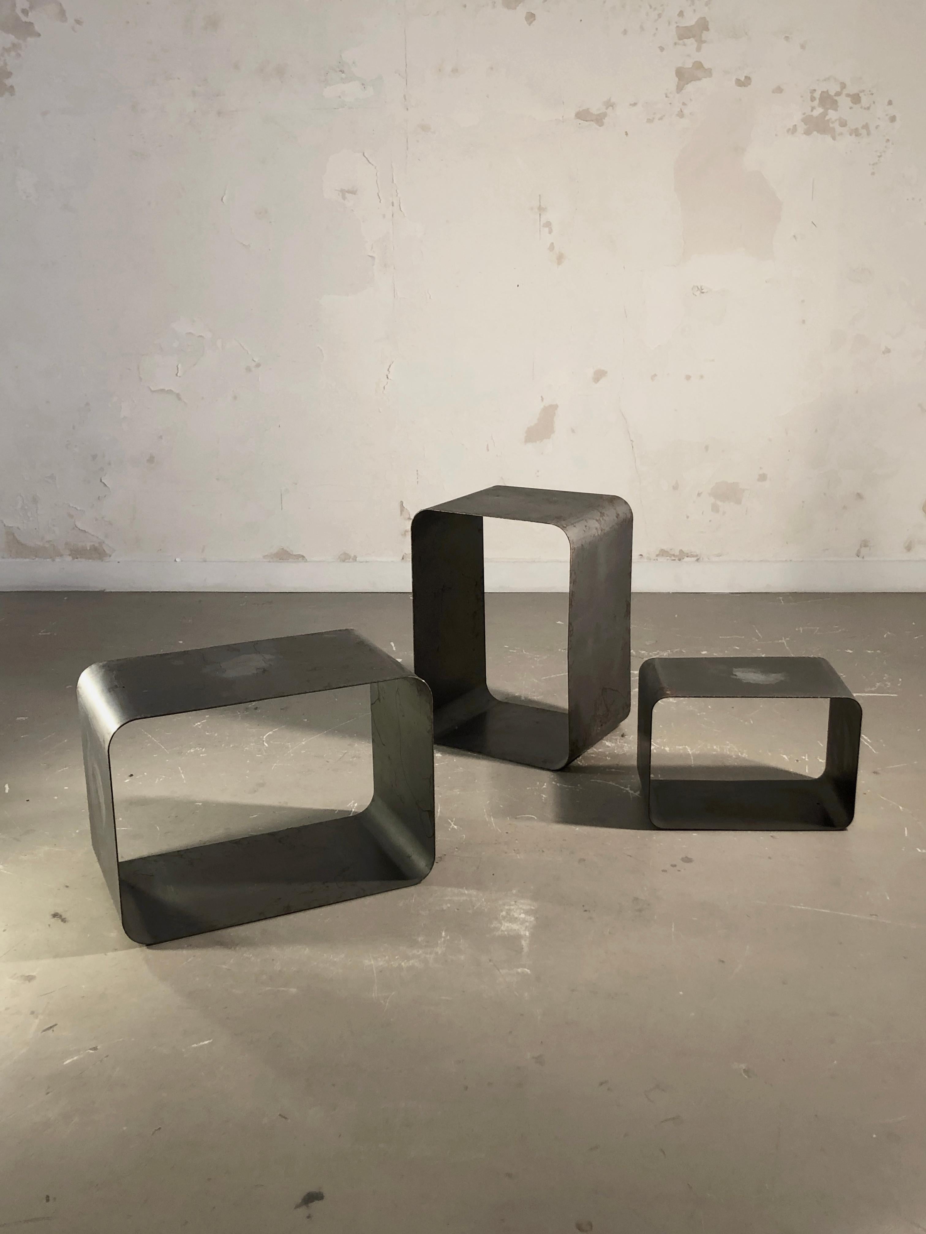 Post-Modern A Set of 3 RADICAL POSTMODERN Side or COFFEE TABLES, by KAPPA, France 1970 For Sale